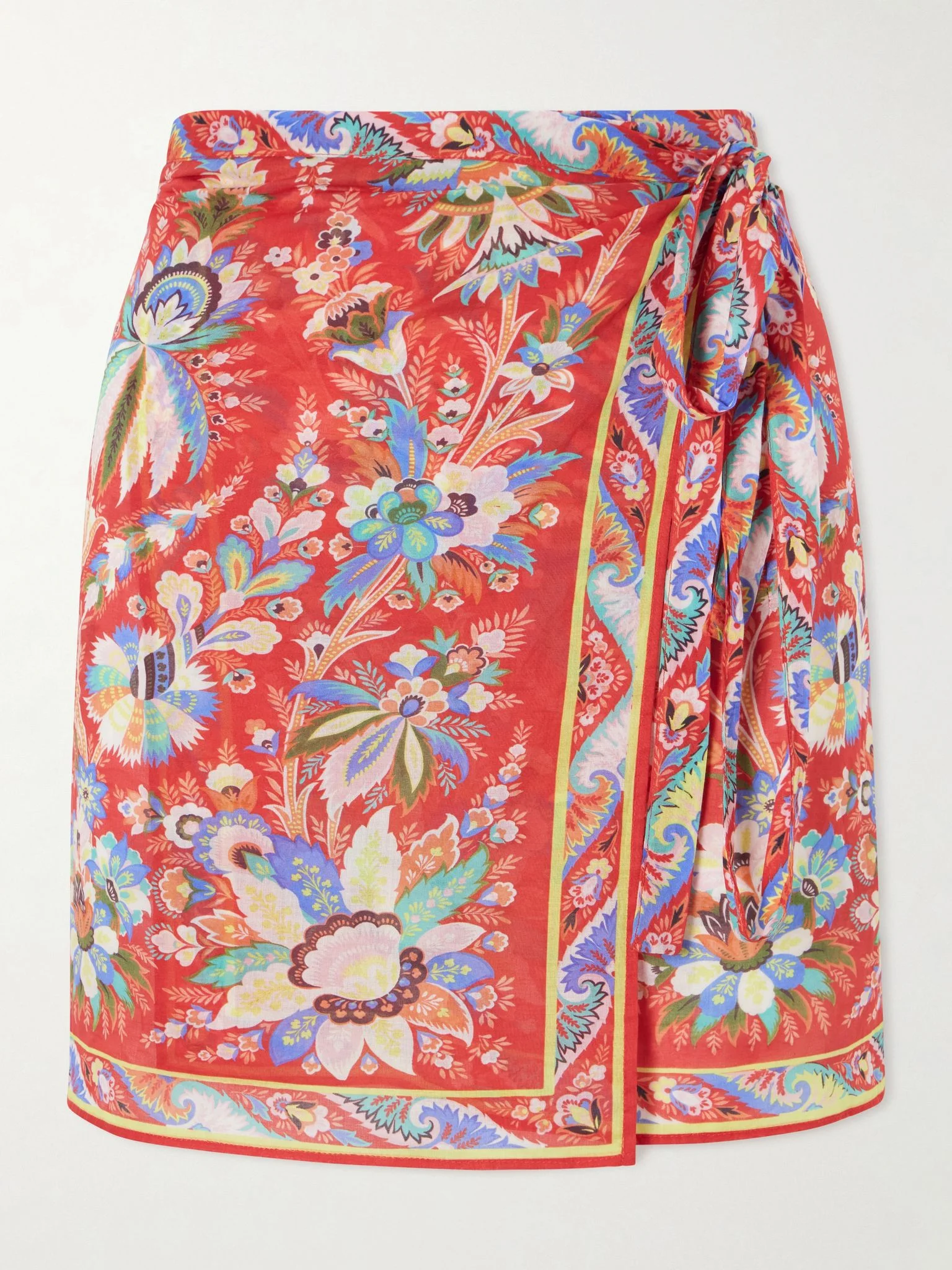 Floral-print voile sarong Burgundy - 1