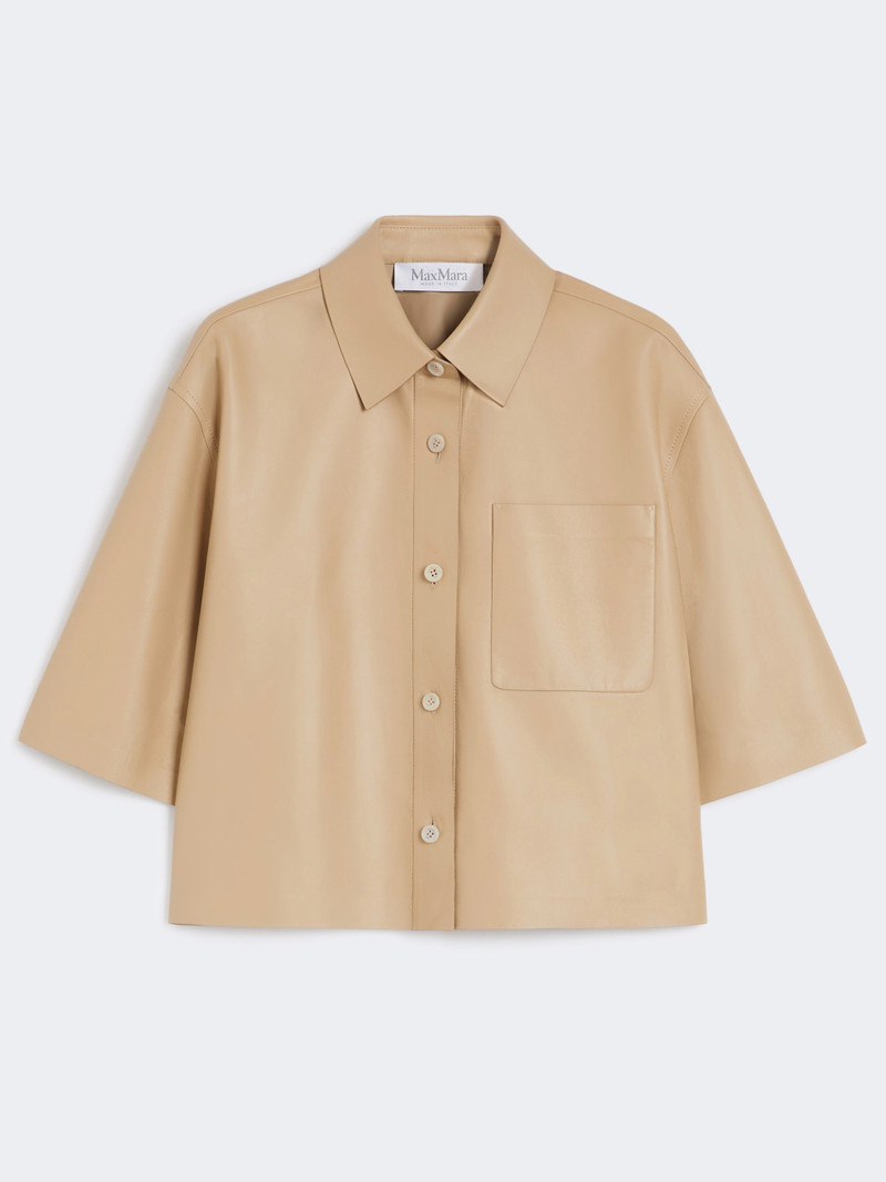 ARCELLA Nappa leather cropped jacket - SAND 1