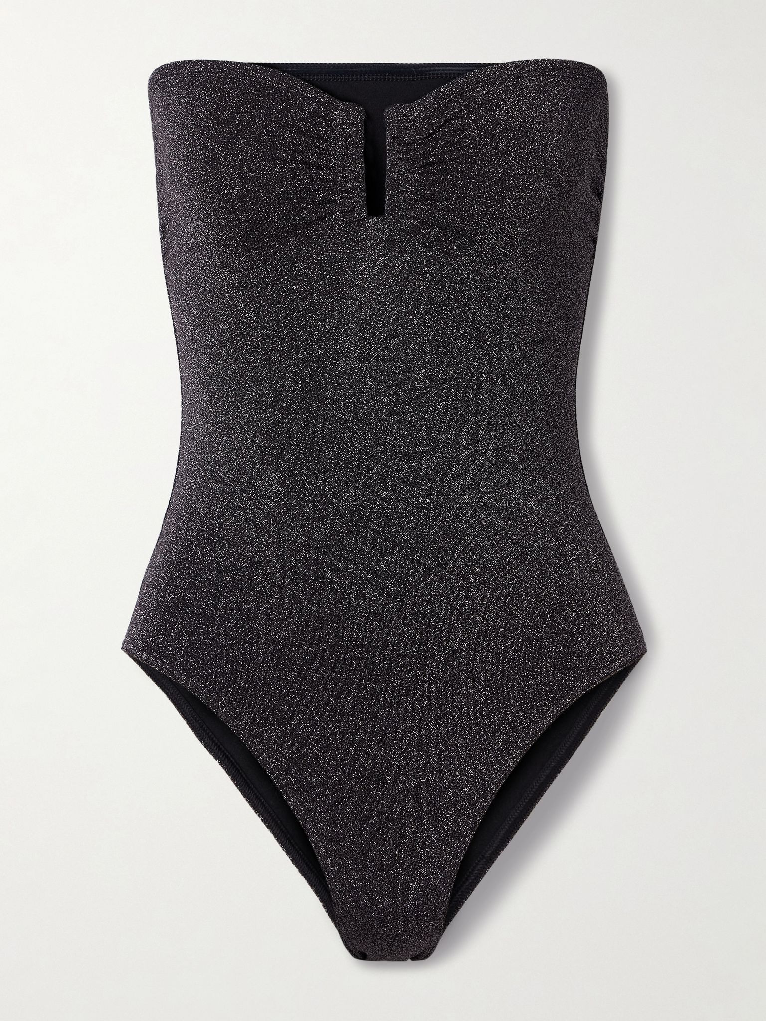 Irisée Scintillant strapless metallic swimsuit Black - 1