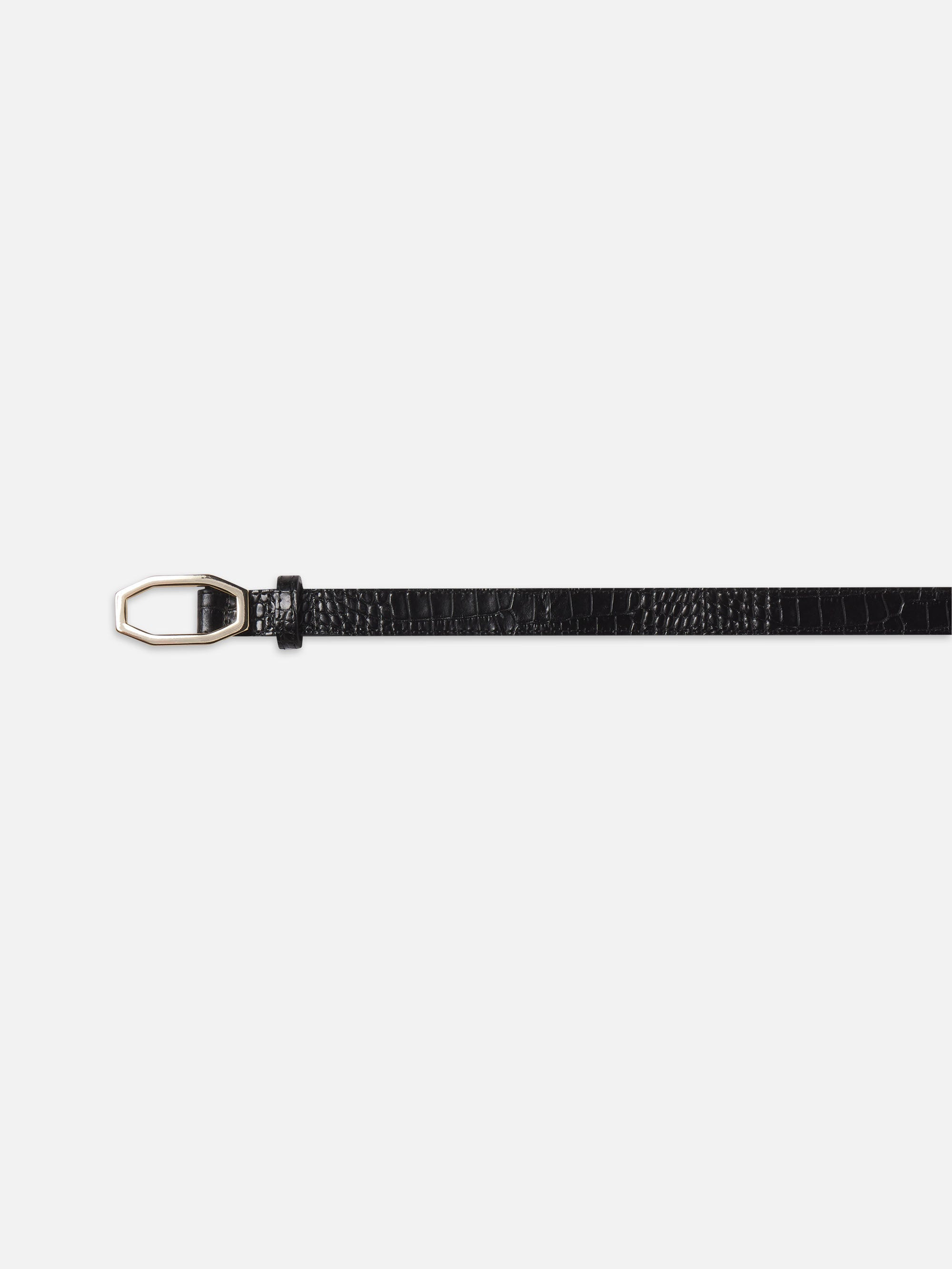 Angular Buckle Belt in Black Croc - 2