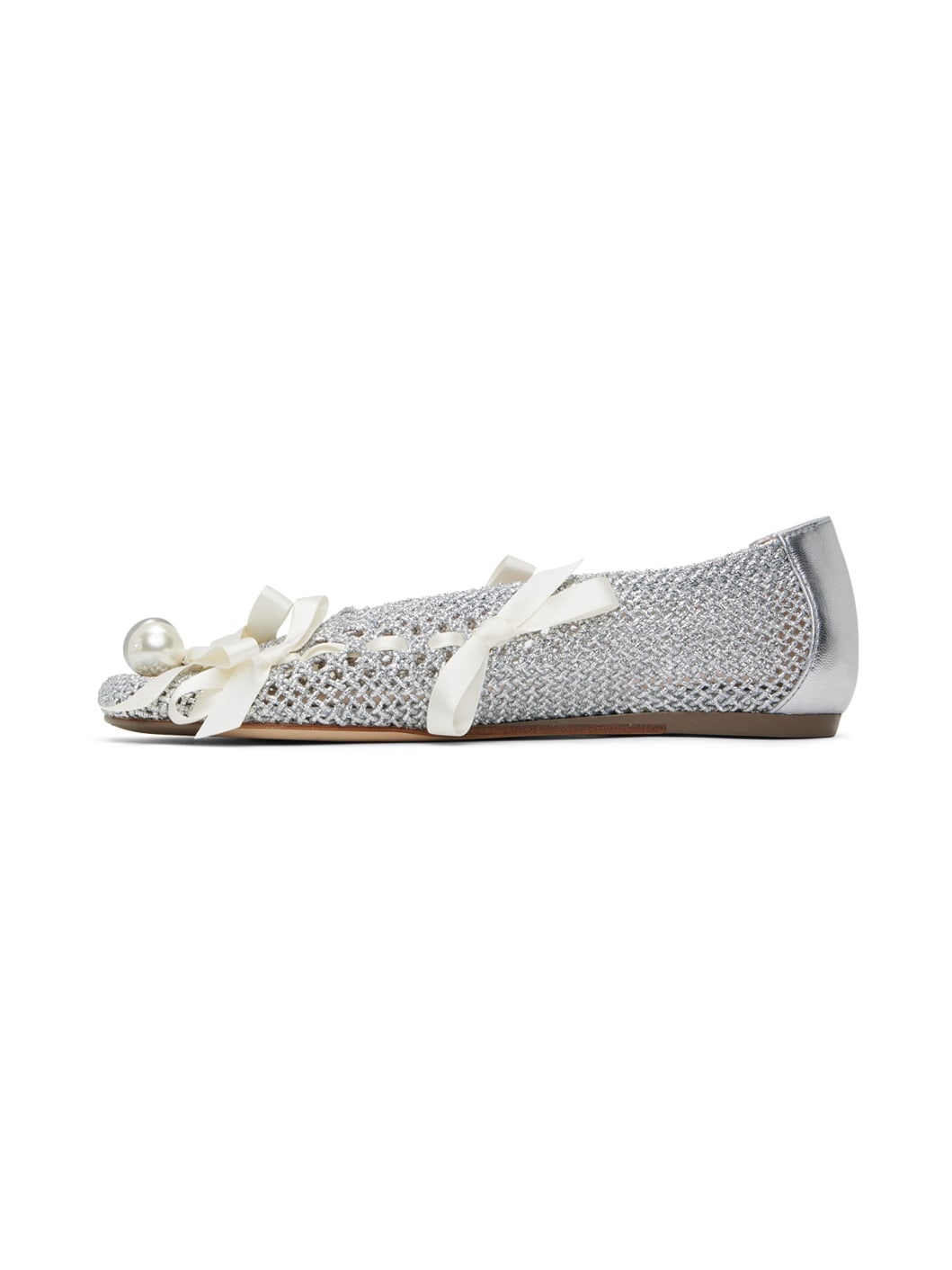 Silver Bell Charm Crochet Ballerina Flats - 3