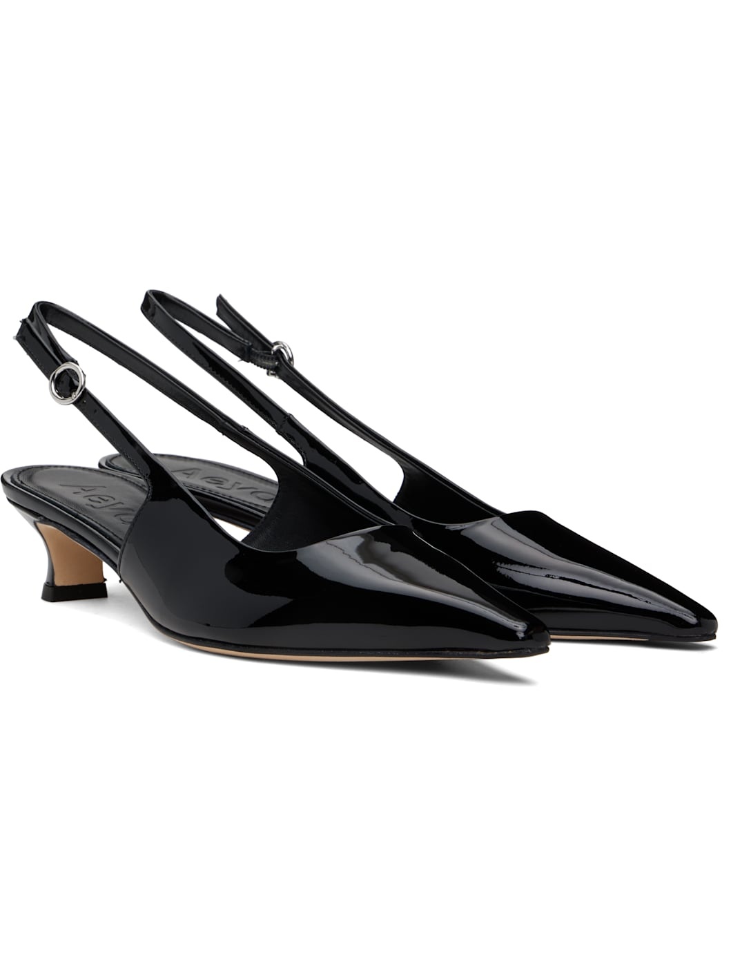 Black Catrina Leather Slingback Heels - 4