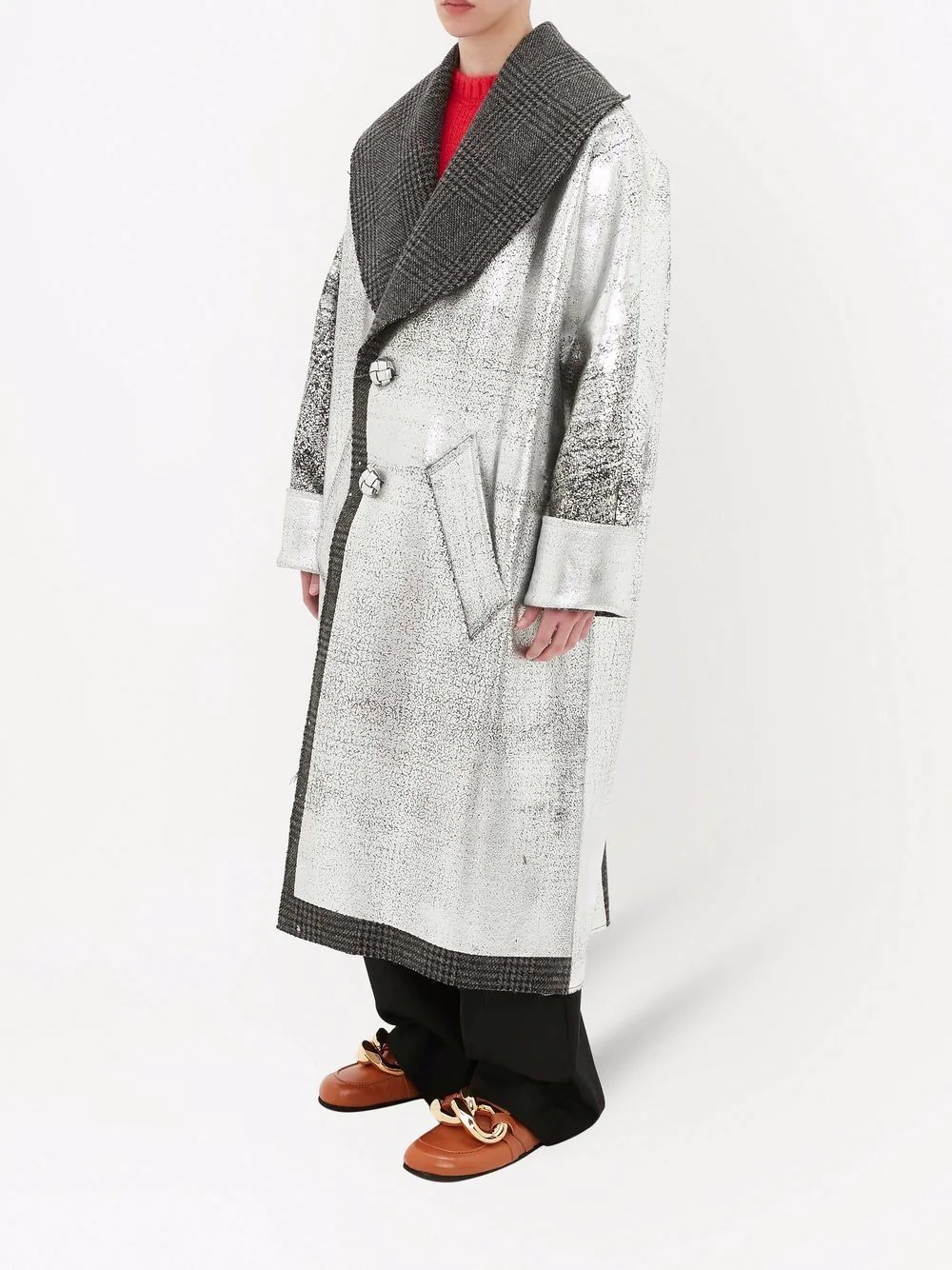 foiled long oversized coat - 3