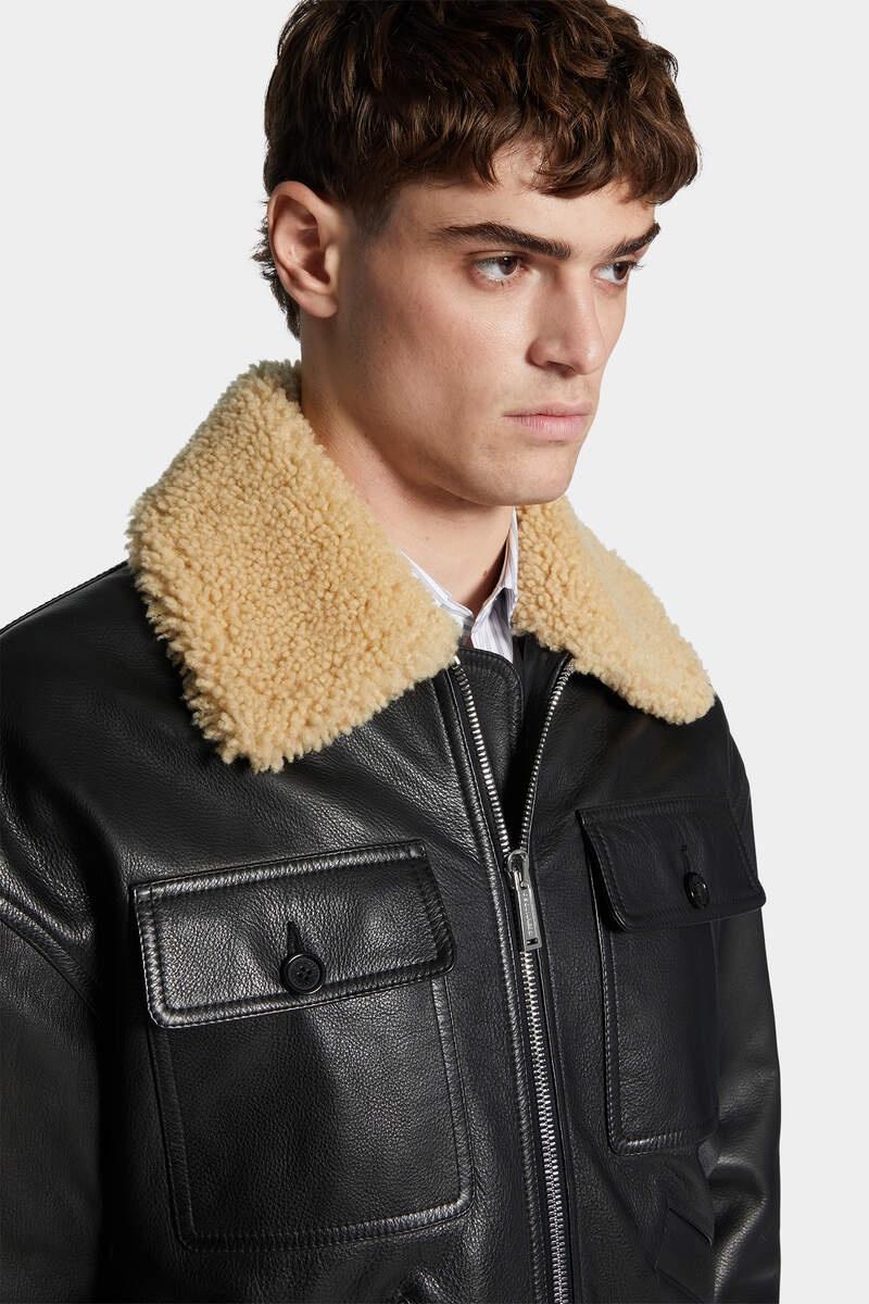 LEATHER AVIATOR BOMBERÂ - 5