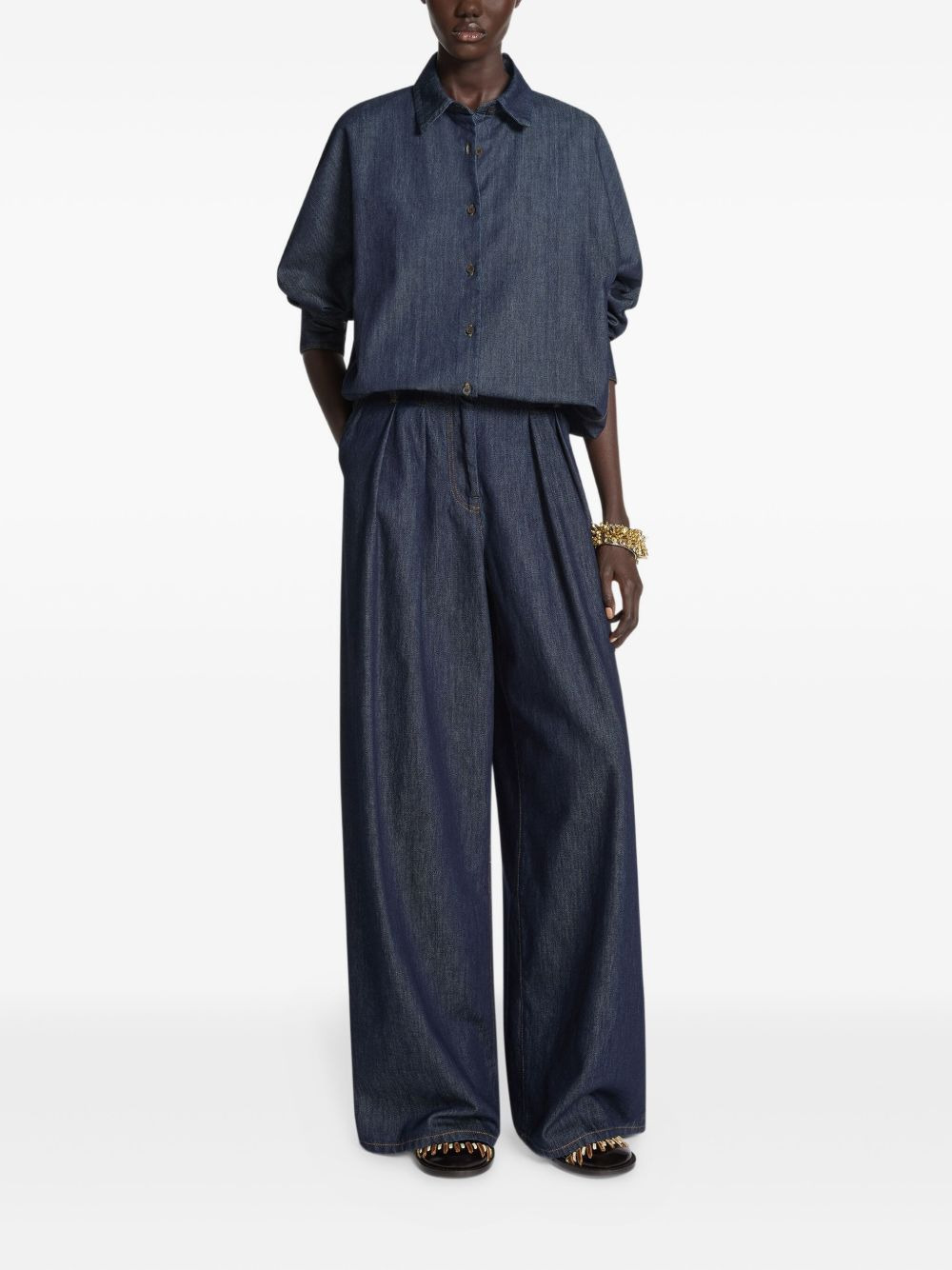 contrast-stitching denim shirt - 2