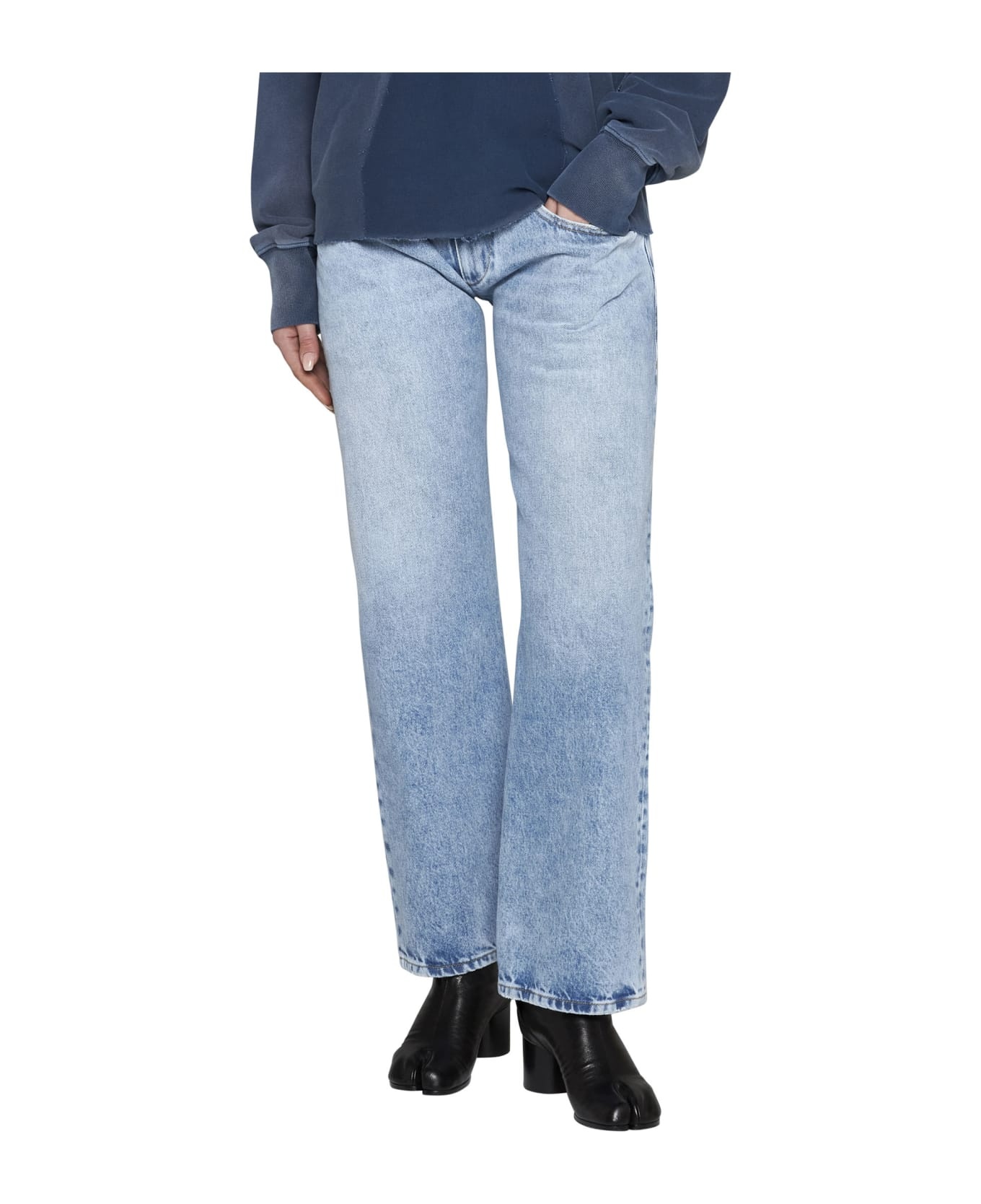 Straight Denim Jeans With Contrasting Pockets - 2