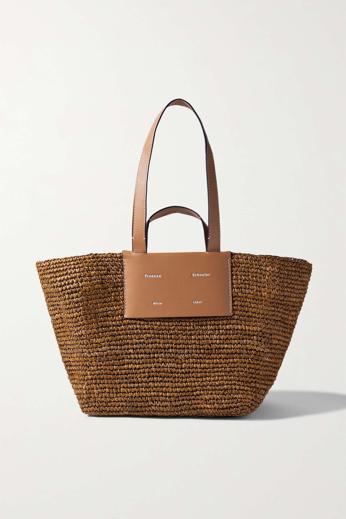 Morris large leather-trimmed raffia tote - 1