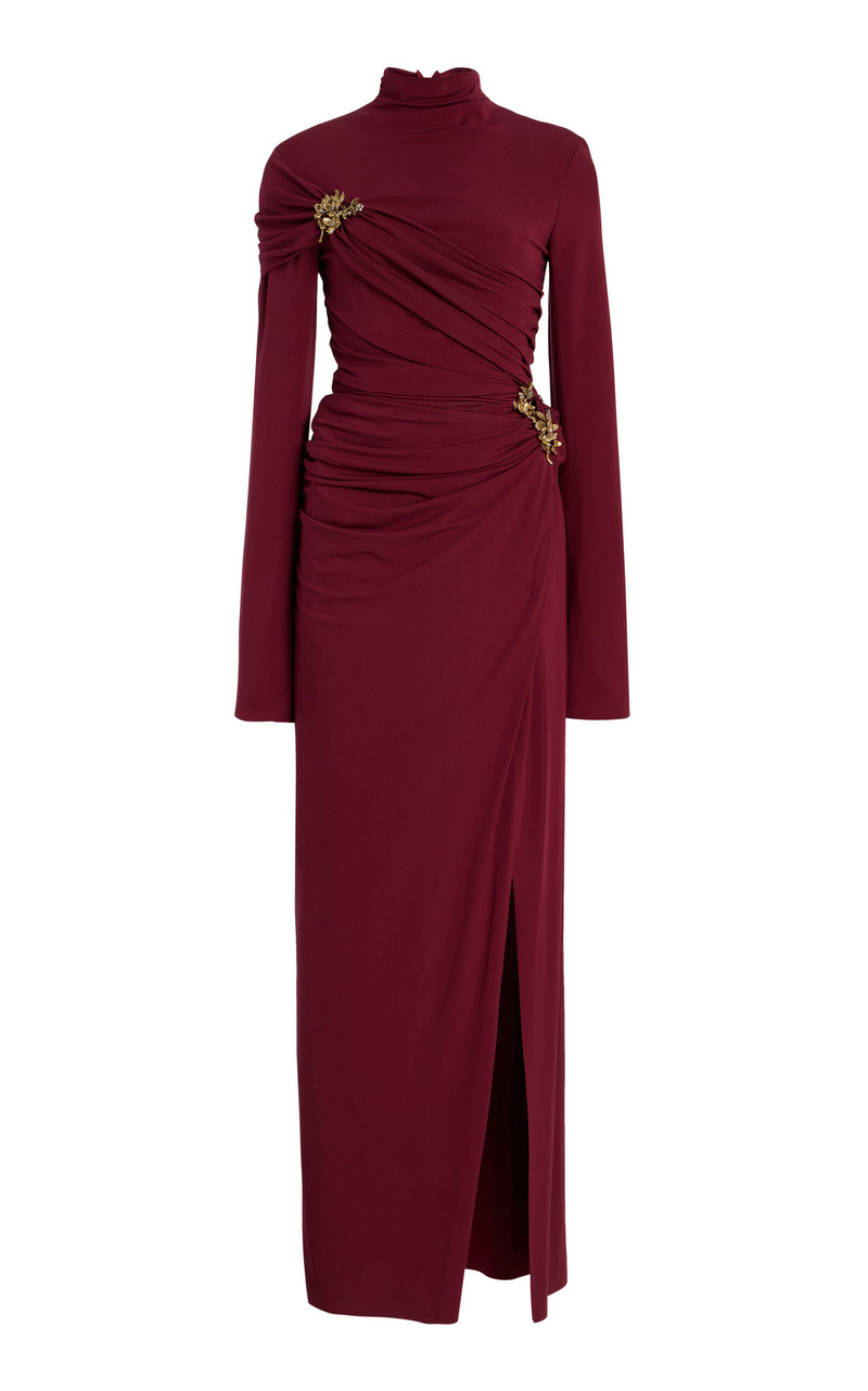 Izadora Ruched Maxi Dress burgundy 1