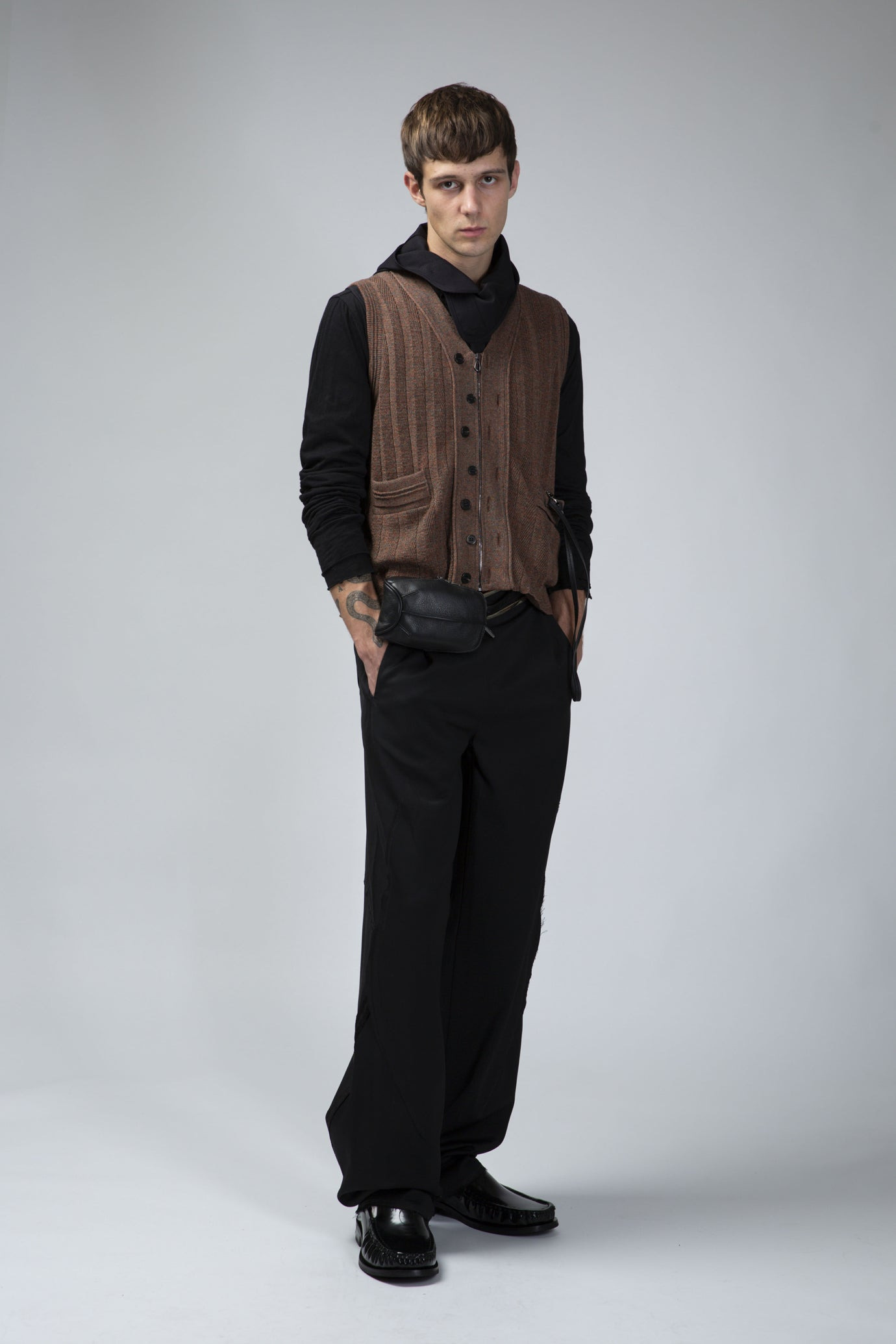 Fitz Knit Vest Melange Orange - 2