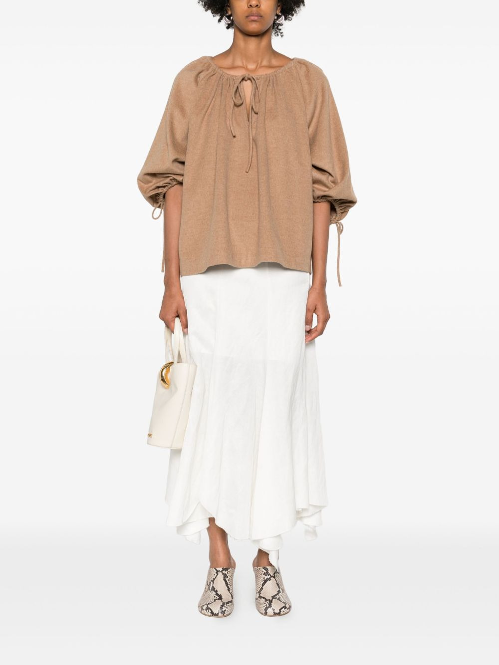 tie-neck puff-sleeve top - 2
