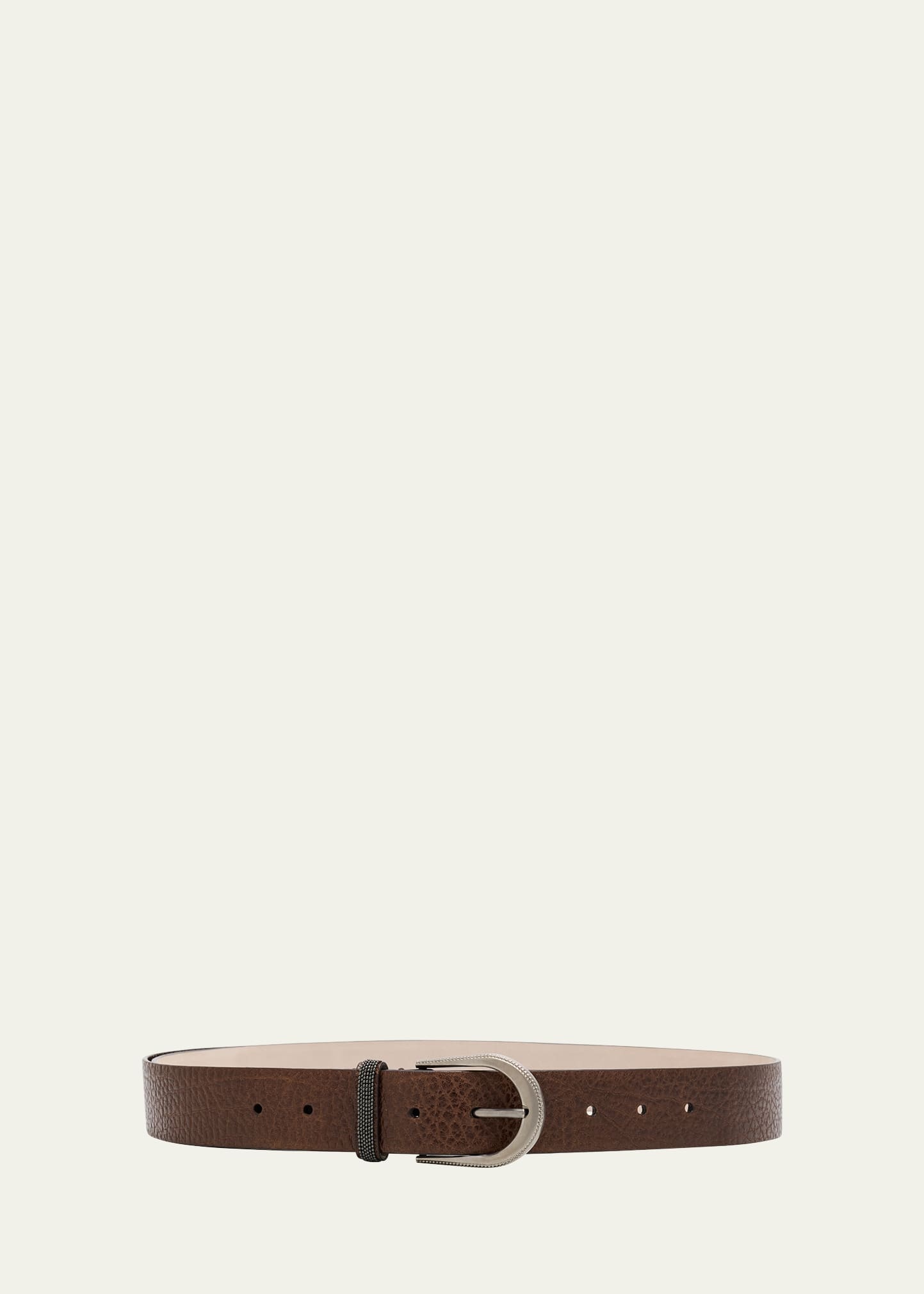 Calf Leather Belt W/ Brass Buckle - 1