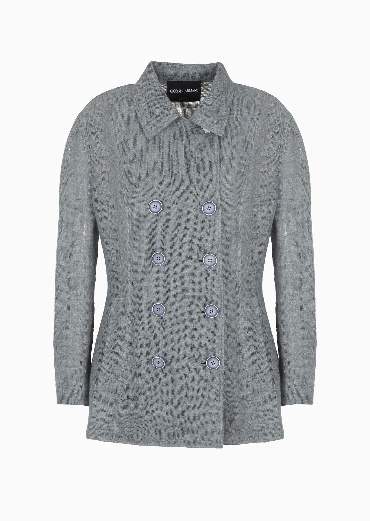Double-breasted linen-blend jacket - 1