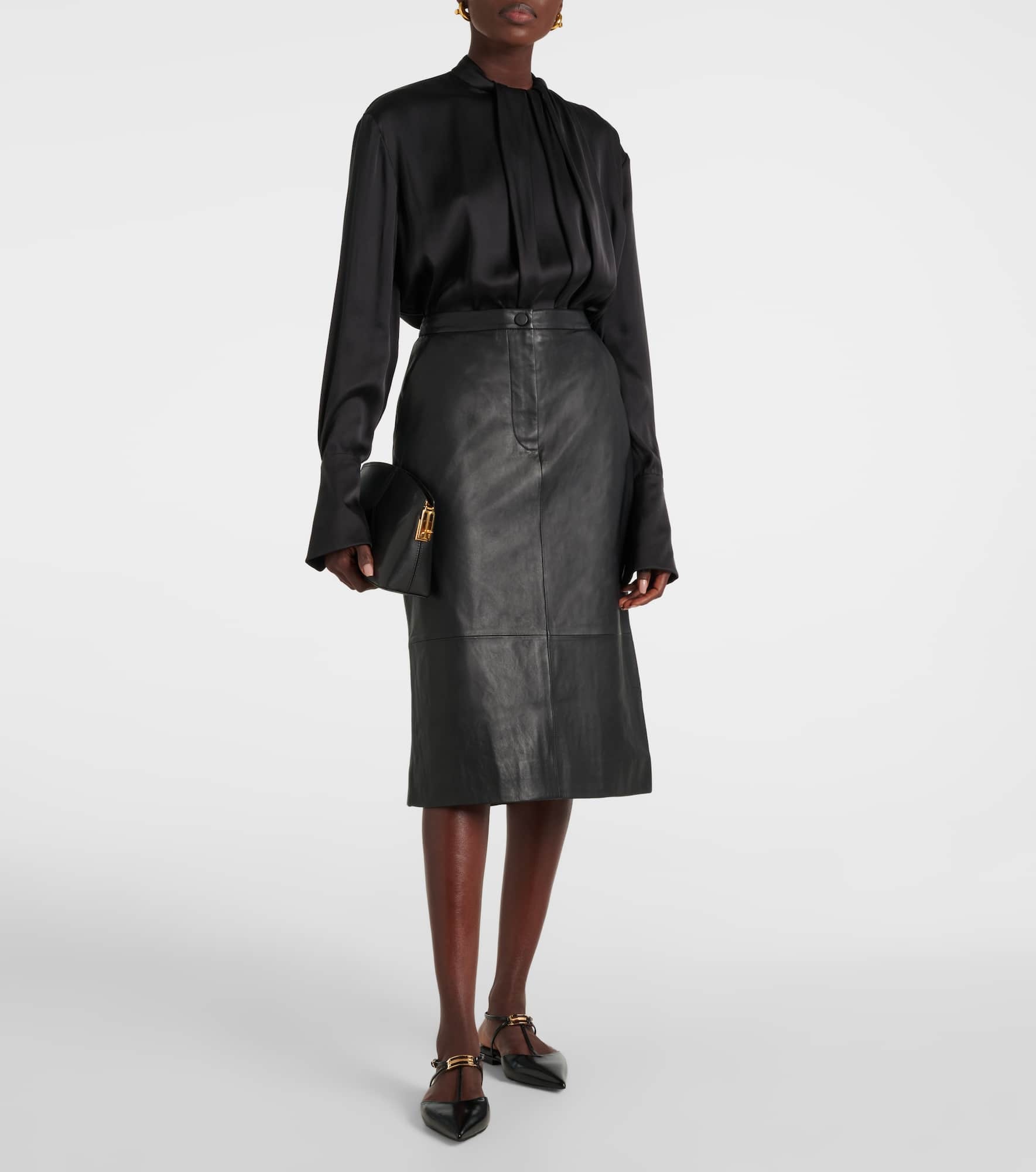 Leather midi skirt - 2