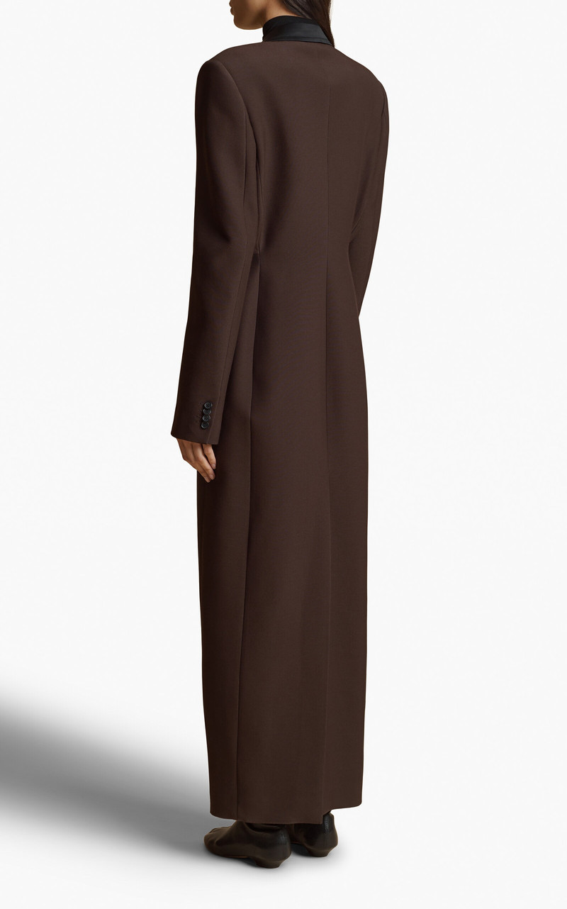 Bellow Satin-Trimmed Suiting Coat brown 4
