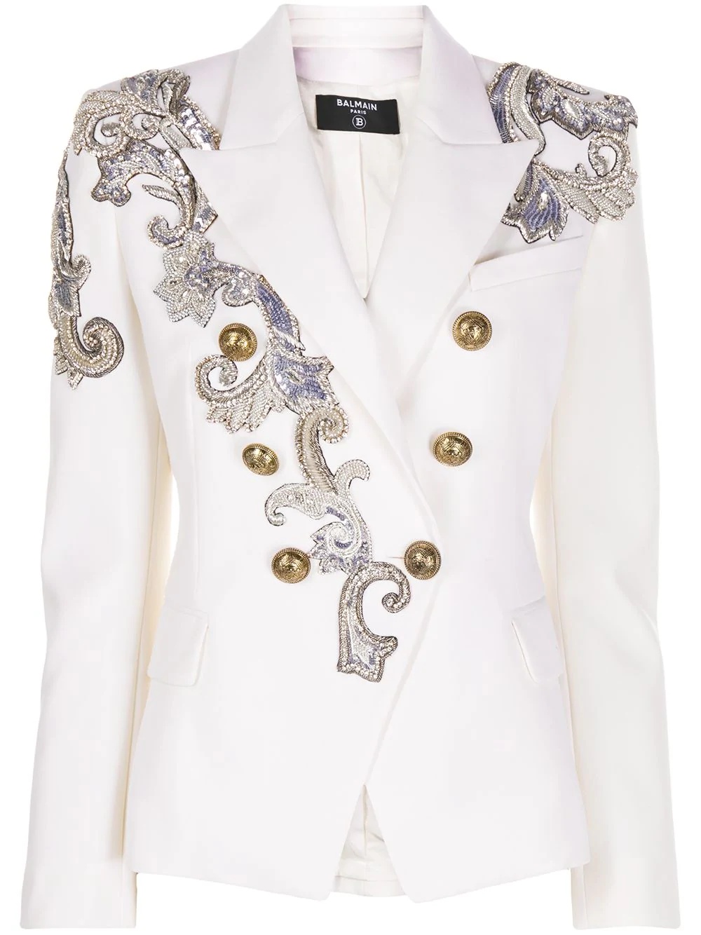 bead-embellished double-breasted blazer - 1