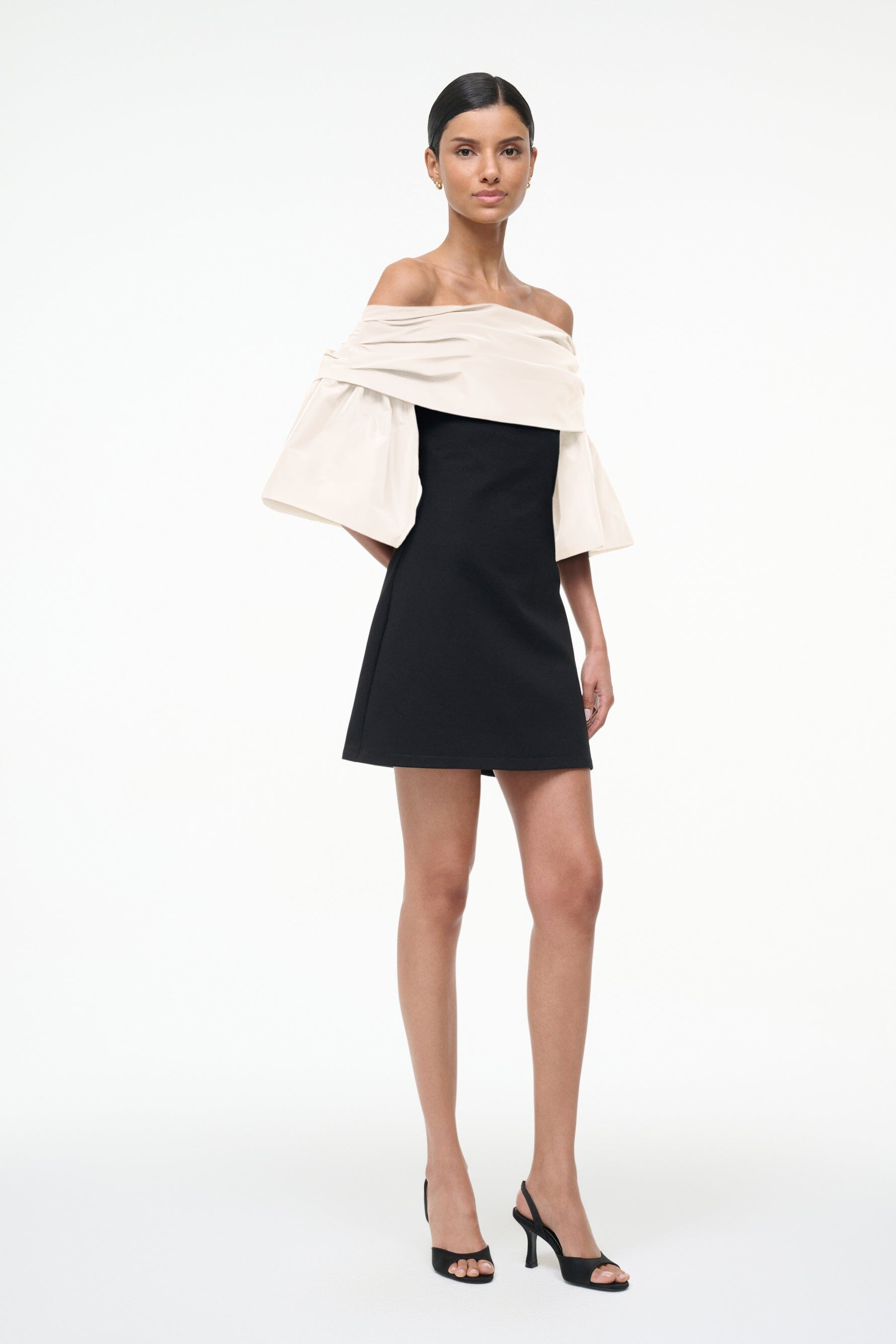 STAUD HARPER DRESS BLACK IVORY - 3