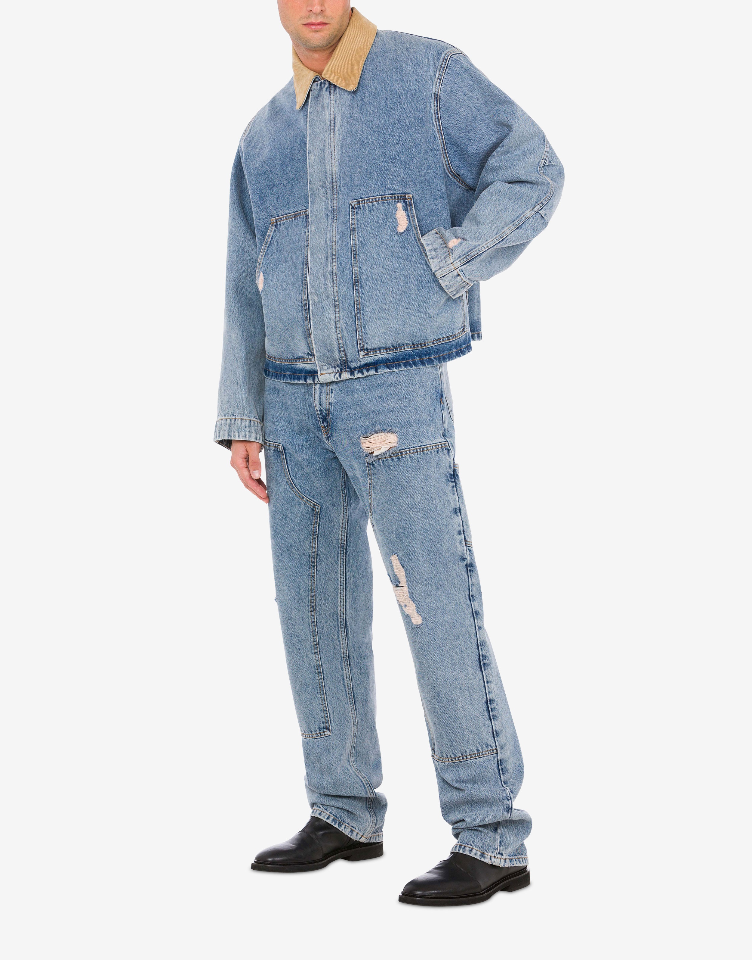 ダウンジャケット・コート Moschino Crystal denim jacket Moschino Crystal belted hem denim jacket | The Fashion Square