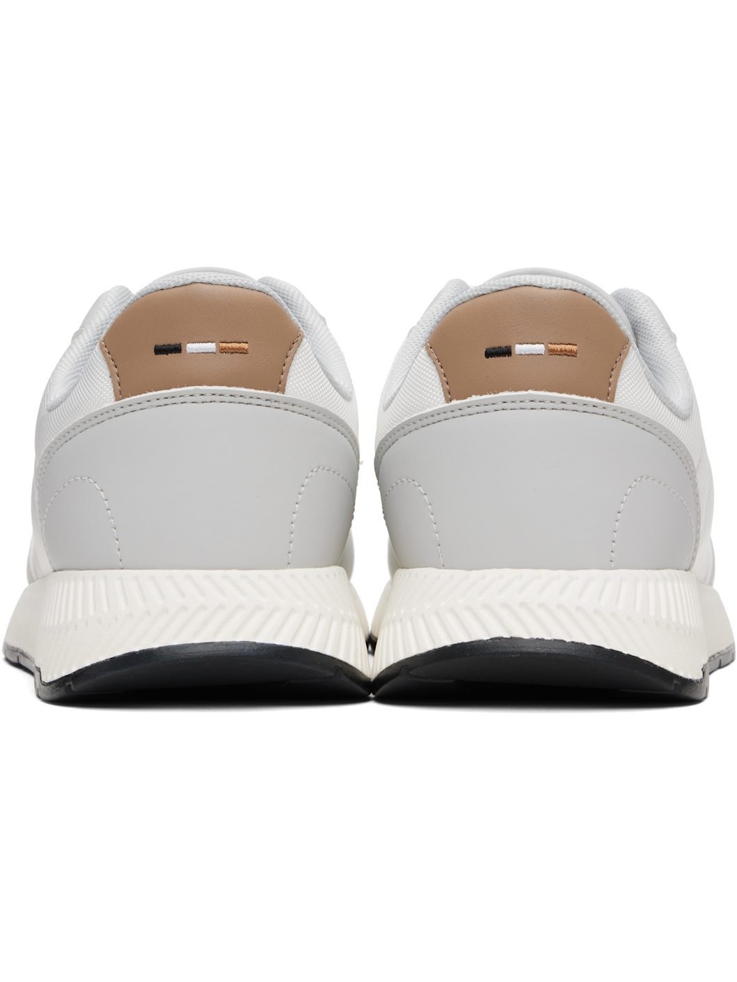 White & Gray Textured Uppers Low-Top Sneakers - 2
