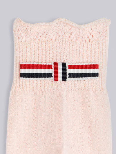 Thom Browne Light Pink Pointelle Overtwisted Cotton Ribbed Lace Bow Trim Crew Length Socks outlook