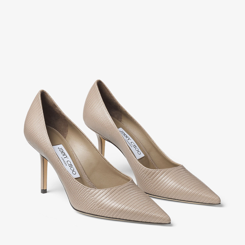 Love 85 Taupe Lizard Printed Leather Pumps 3