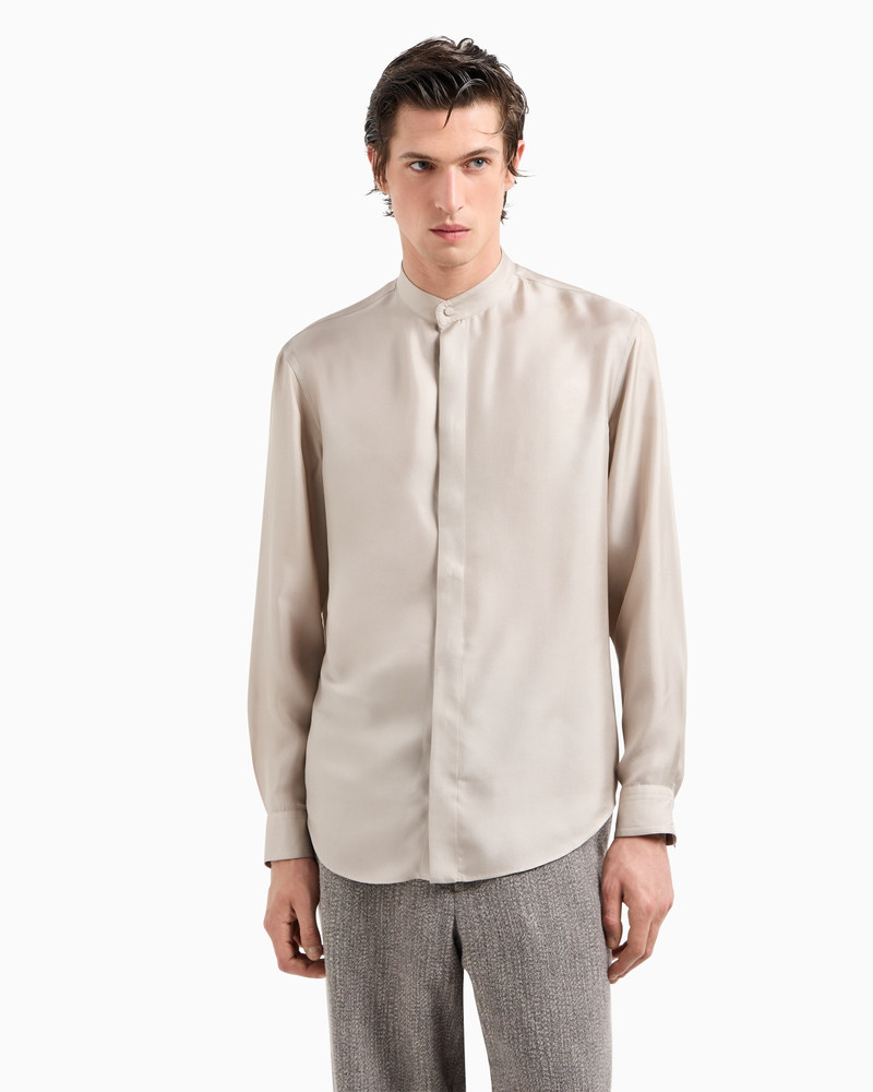 GIORGIO ARMANI Slim-fit, silk-twill shirt outlook