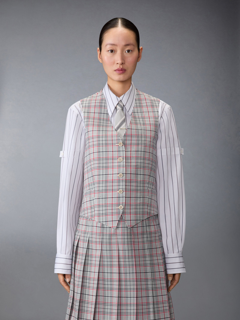 Thom Browne PLAID CHECK COOL WOOL VEST outlook