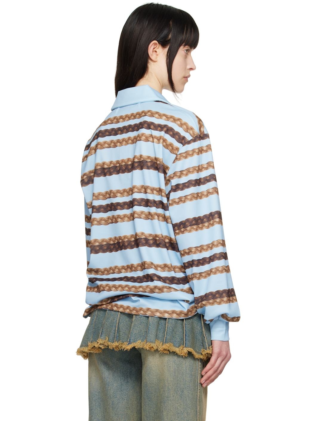 Blue Hair Braid Stripe Polo - 3