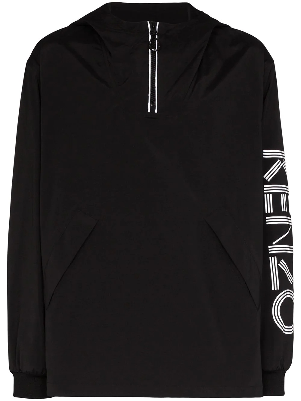 logo print hooded windbreaker - 1