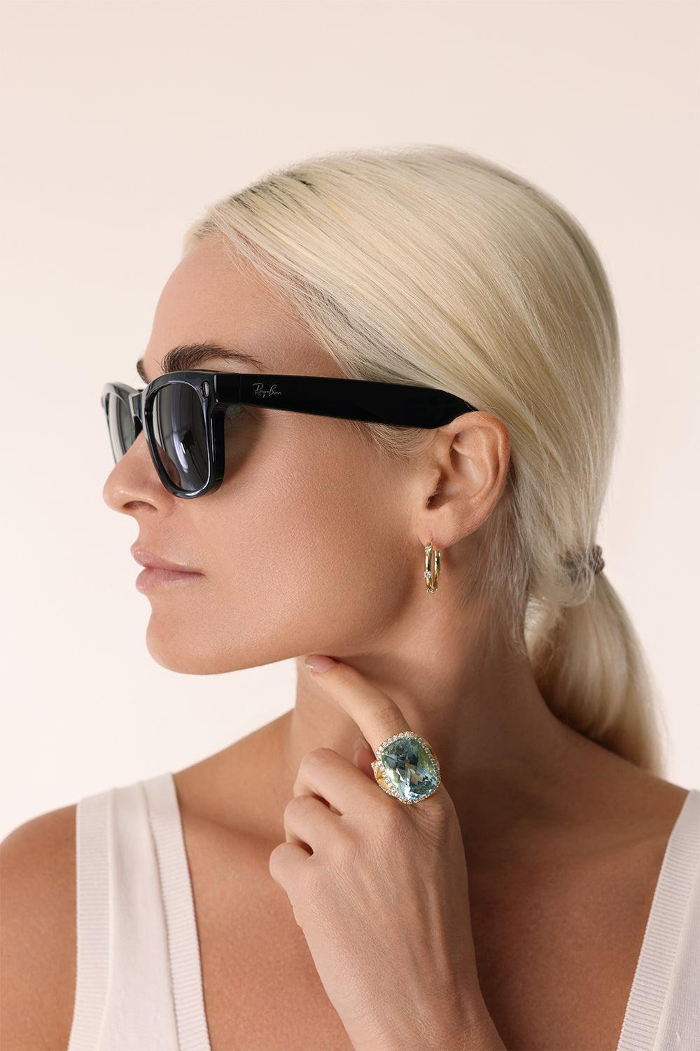 Mata Wayfarer Sunglasses - Shiny Black Green - 3