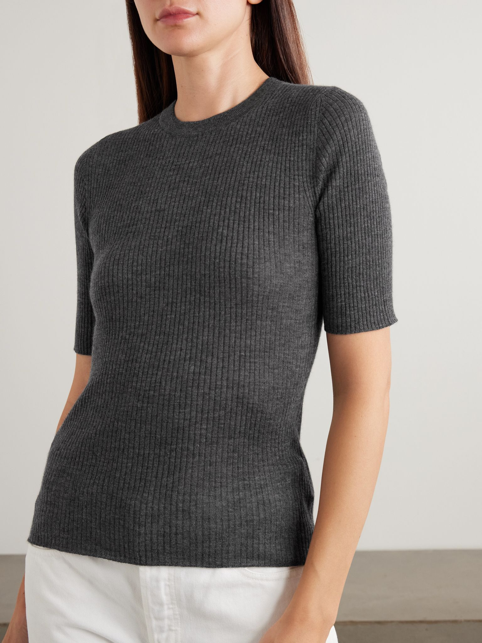 Belsize ribbed organic cashmere sweater Gray - 3