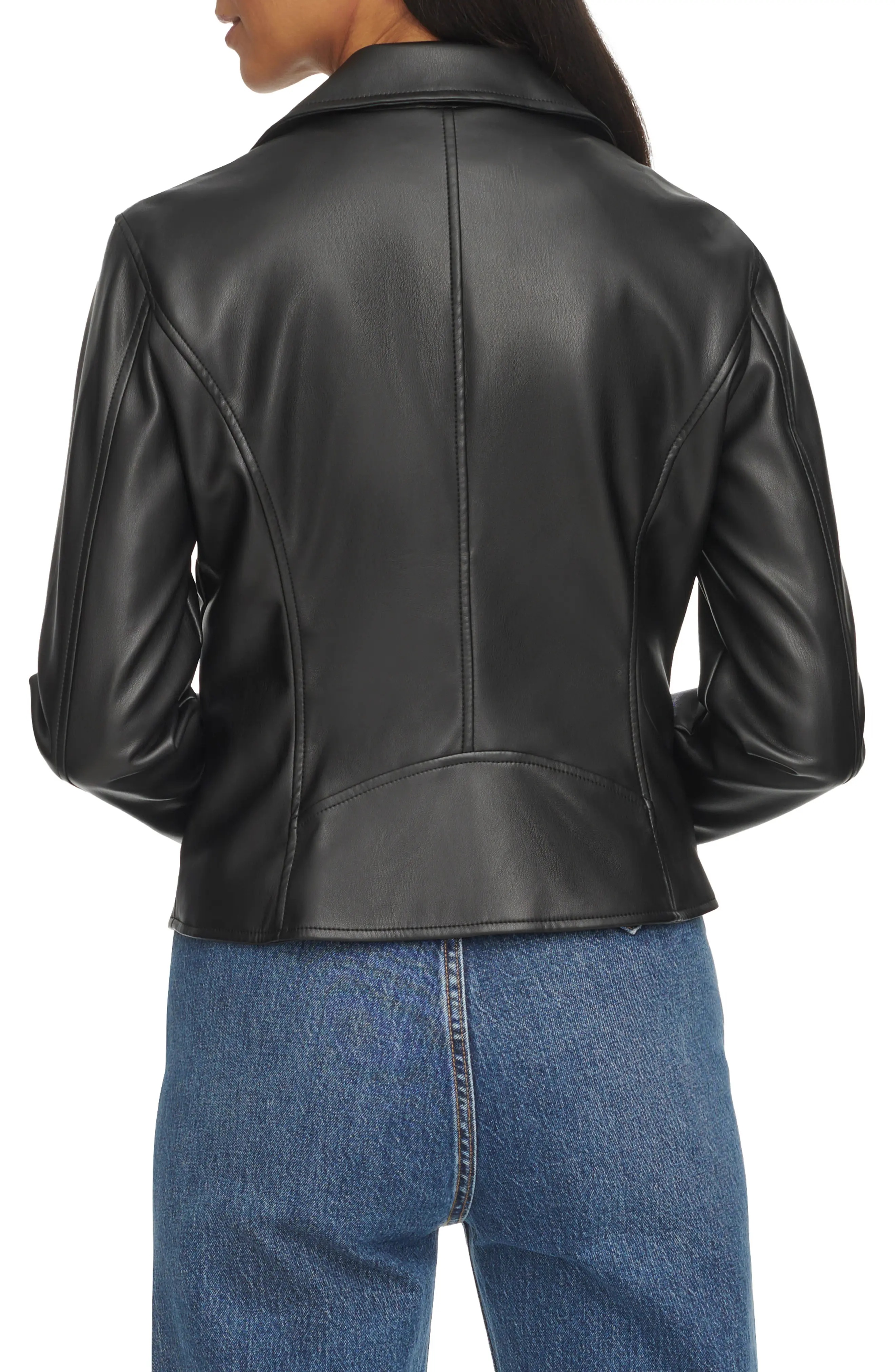 Shrunken Faux Leather Moto Jacket - 2