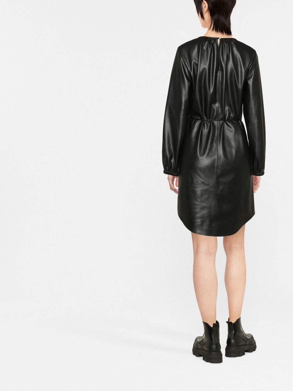 faux-leather belted dress - 3