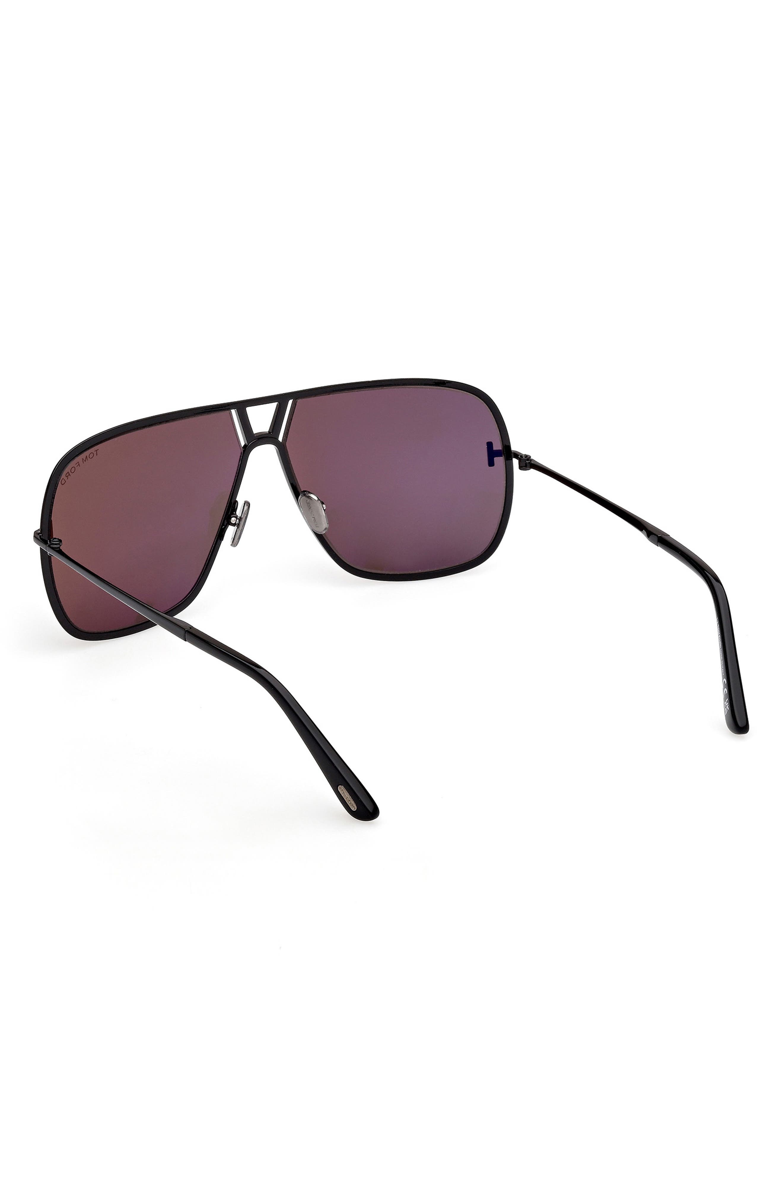 TOM FORD Stavros 63mm Oversize Navigator Sunglasses in Shiny Black /Smoke Lenses at Nordstrom - 6