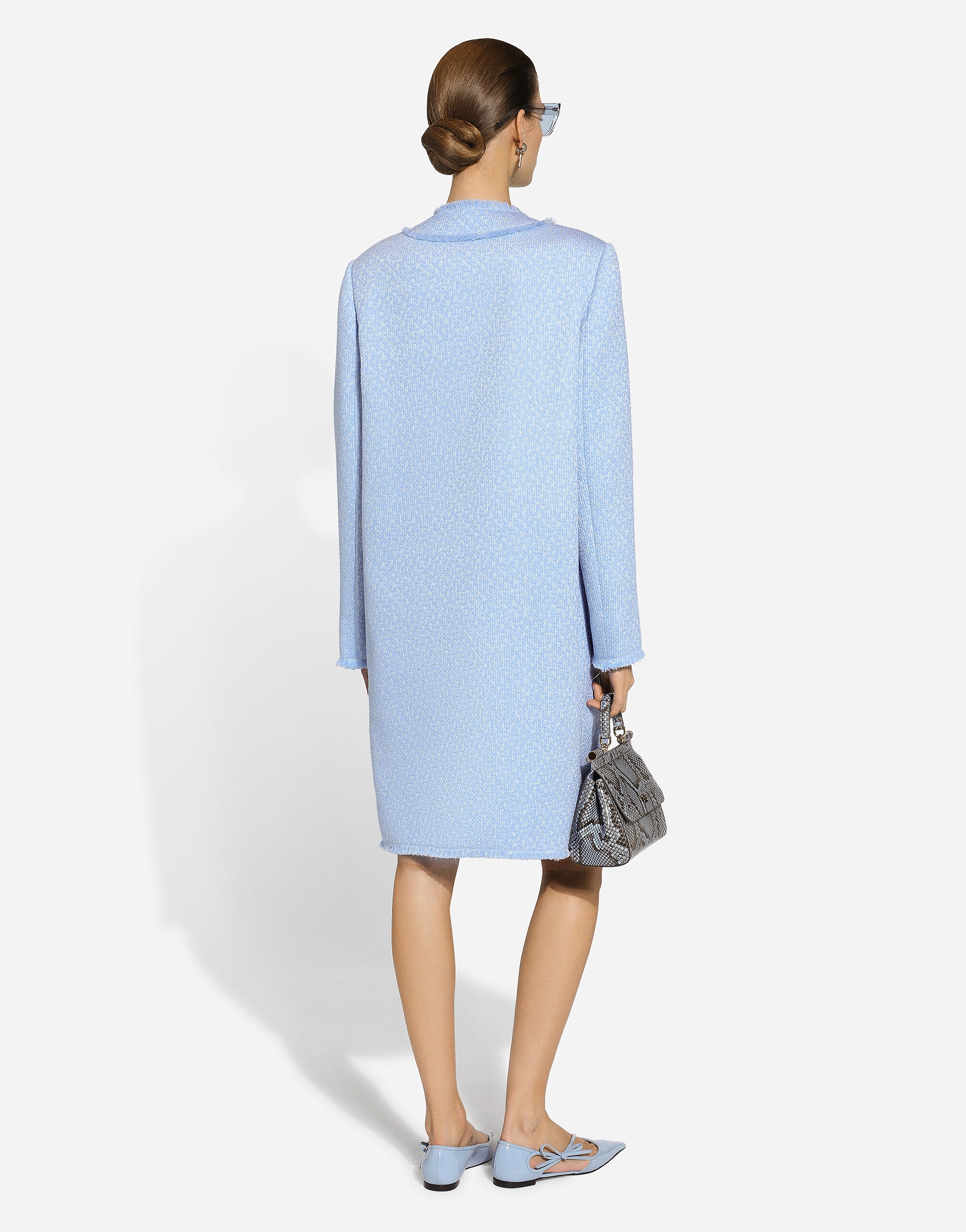 Single-breasted raschel tweed coat - 3