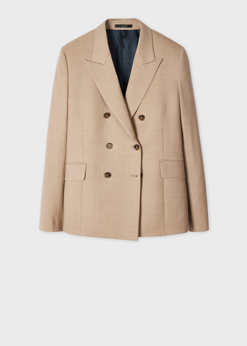 Women's A Suit To Travel In - Stone Wool Double Breasted Blazer 1
