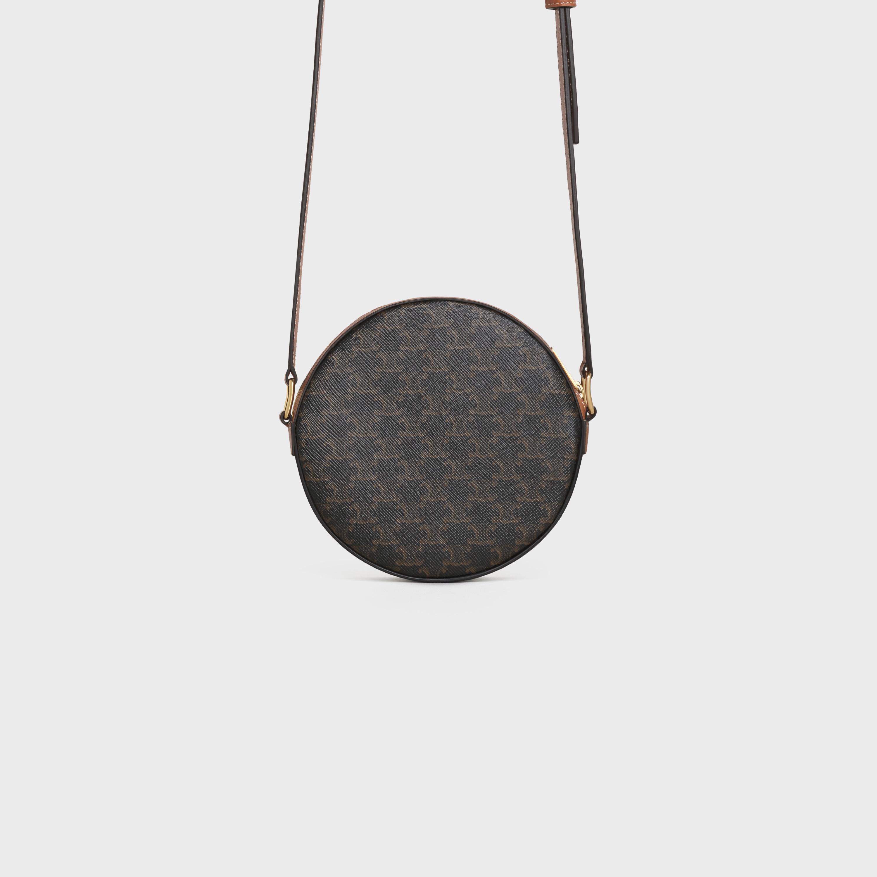 ROUND PURSE ON STRAP in Triomphe Canvas and Lambskin - 3