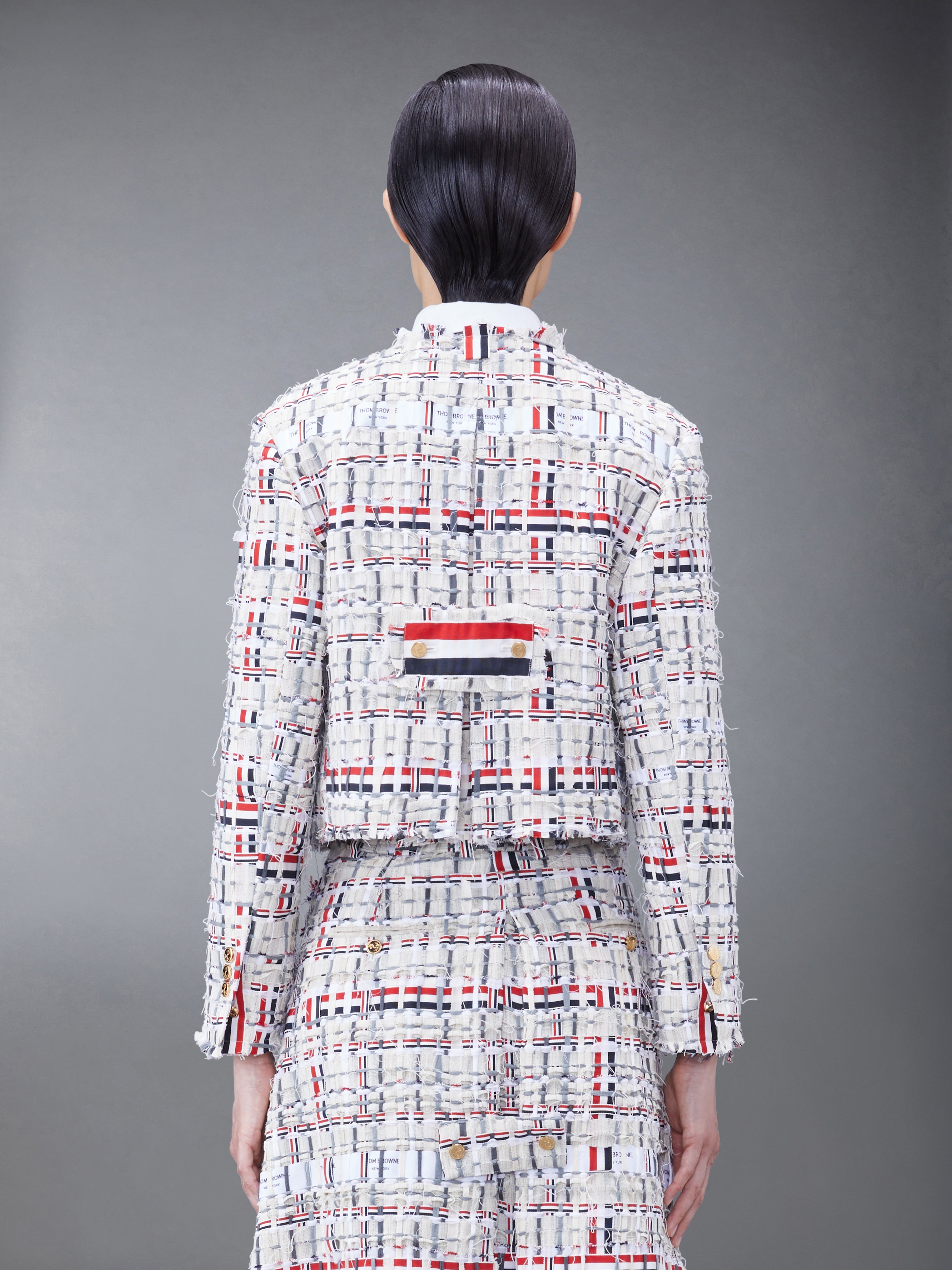 DECONSTRUCTED TWEED BOX PLEAT CARDIGAN JACKET - 3