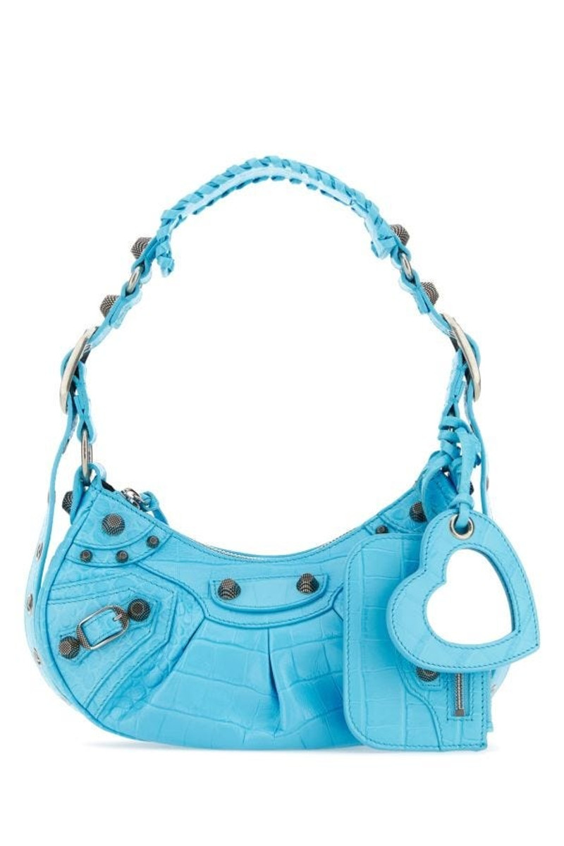 Balenciaga Woman Light Blue Leather Le Cagole Xs Shoulder Bag 1