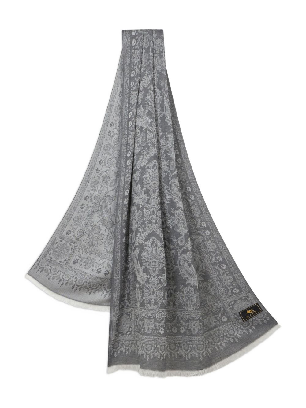 paisley-pattern fringed scarf - 3