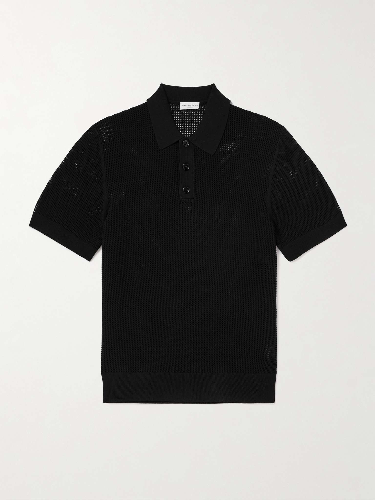 Pointelle-Knit Polo Shirt - 1