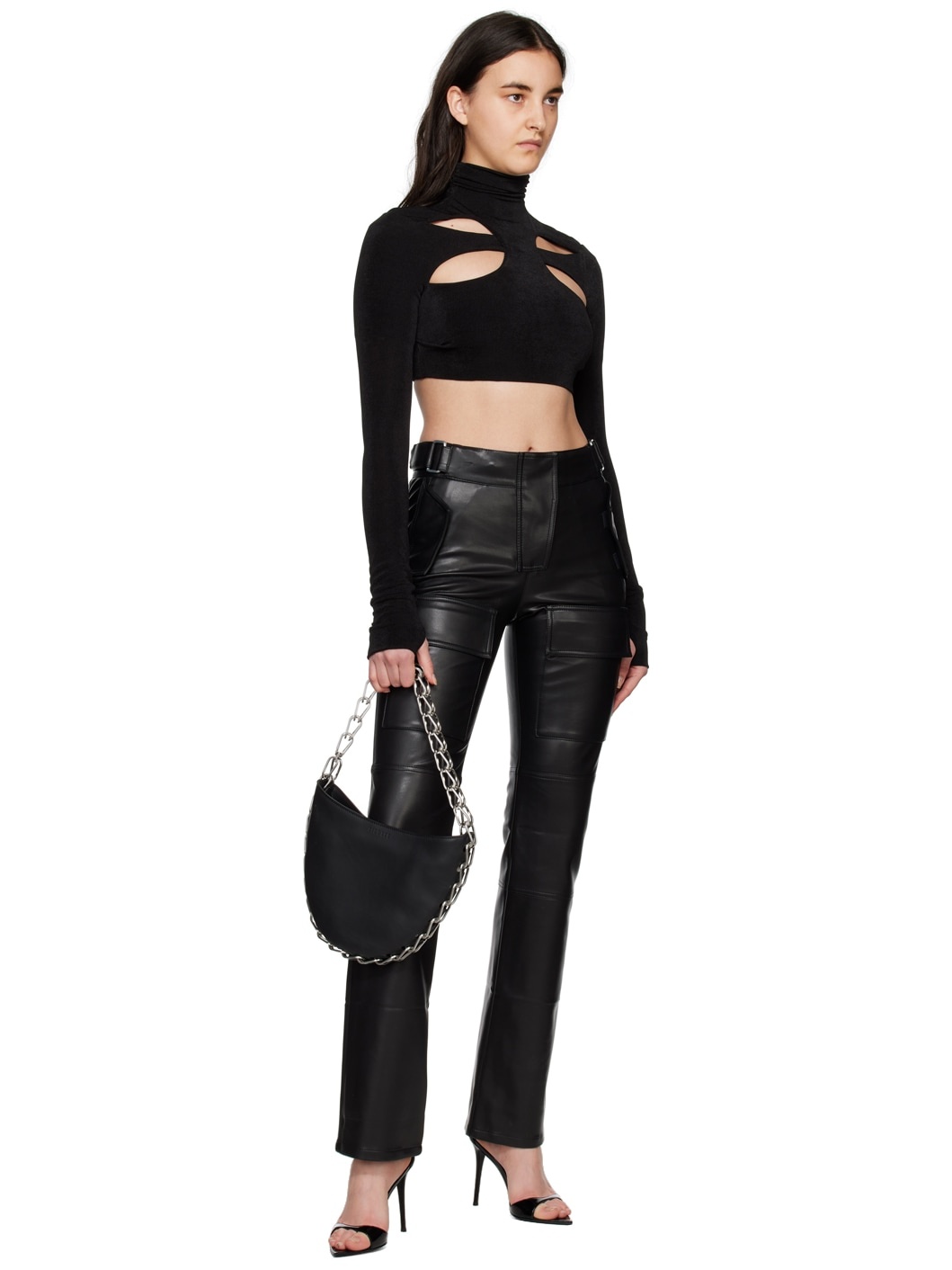 Black Cinch Faux-Leather Trousers - 4