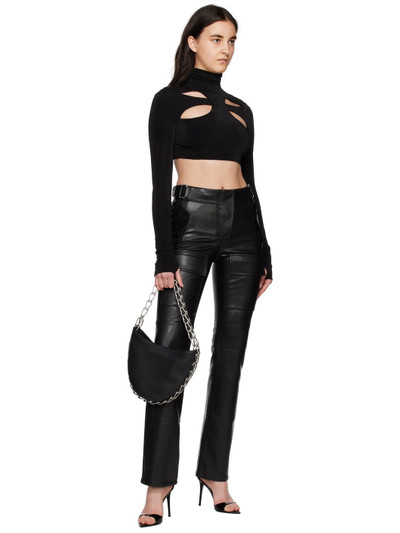 MISBHV Black Cinch Faux-Leather Trousers outlook