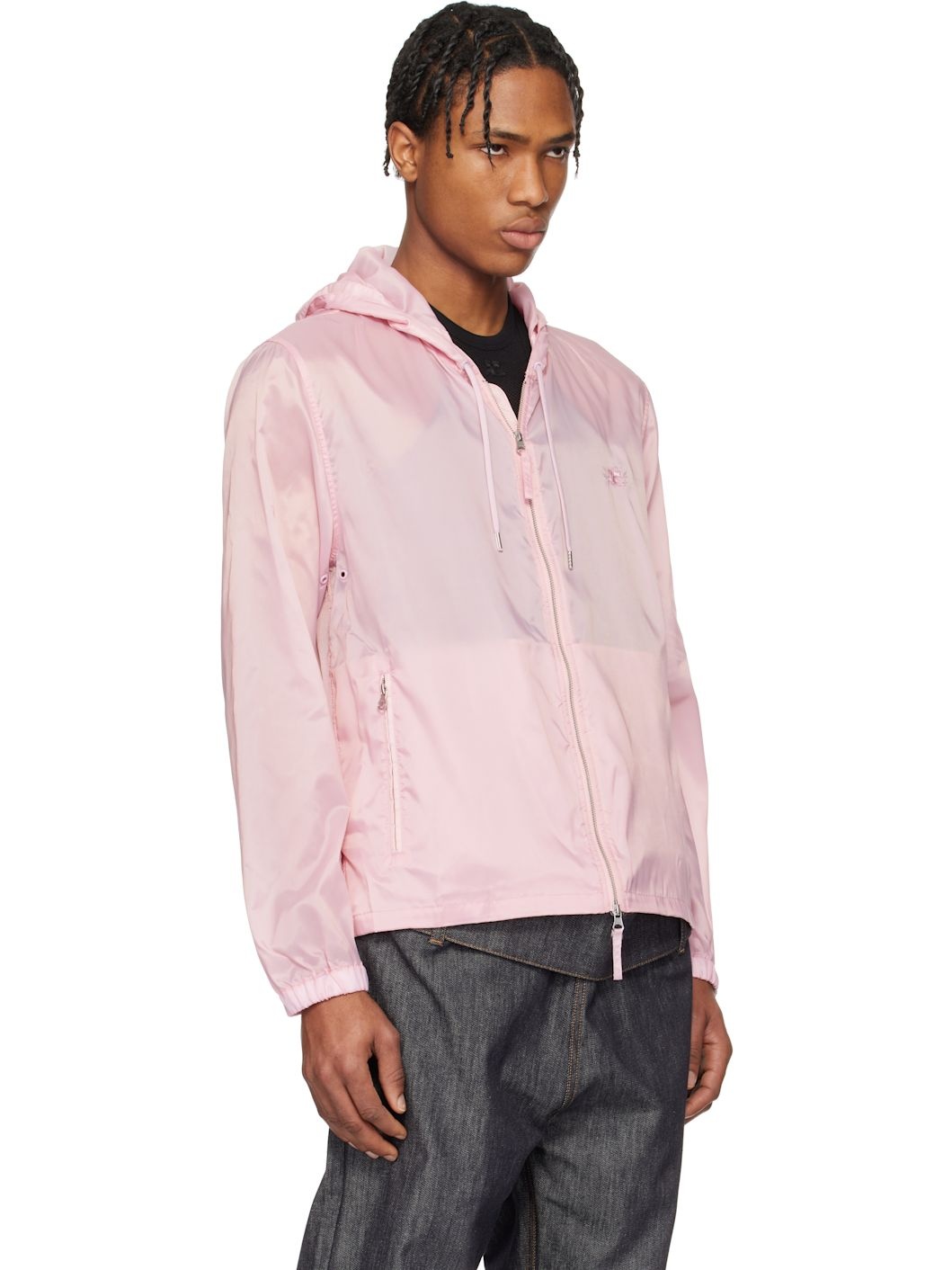 Pink Hooded Windbreaker Jacket - 2