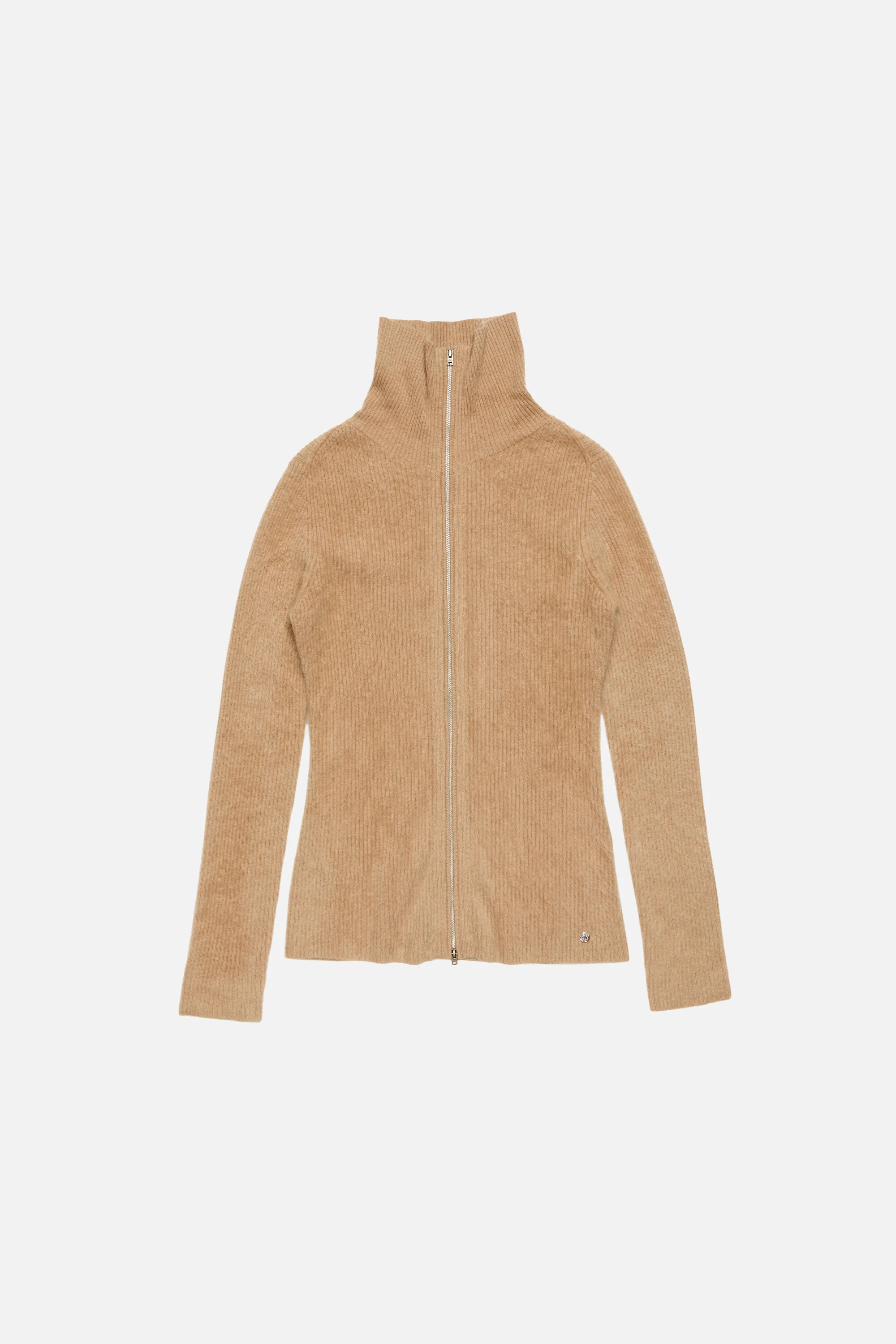 Cashmere zip-up cardigan - Light brown - 1