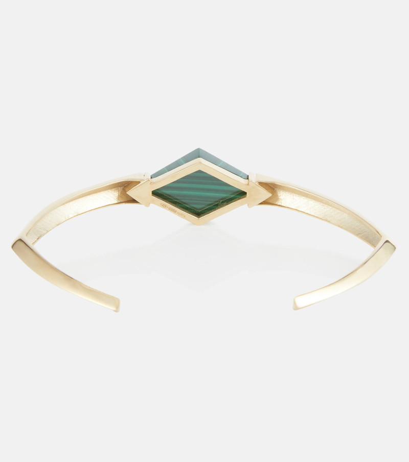 ALIITA Deco Rombo 9kt gold arm cuff with malachite outlook