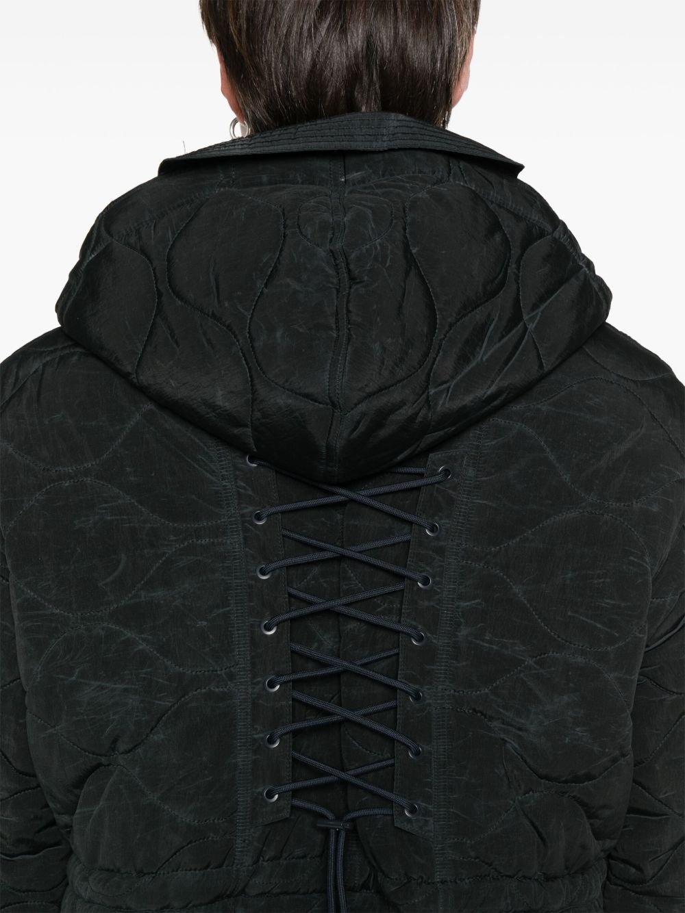 lace-up fishtail parka - 5