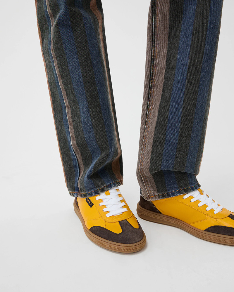 VERSACE Greca Court Nappa & Suede Sneakers outlook
