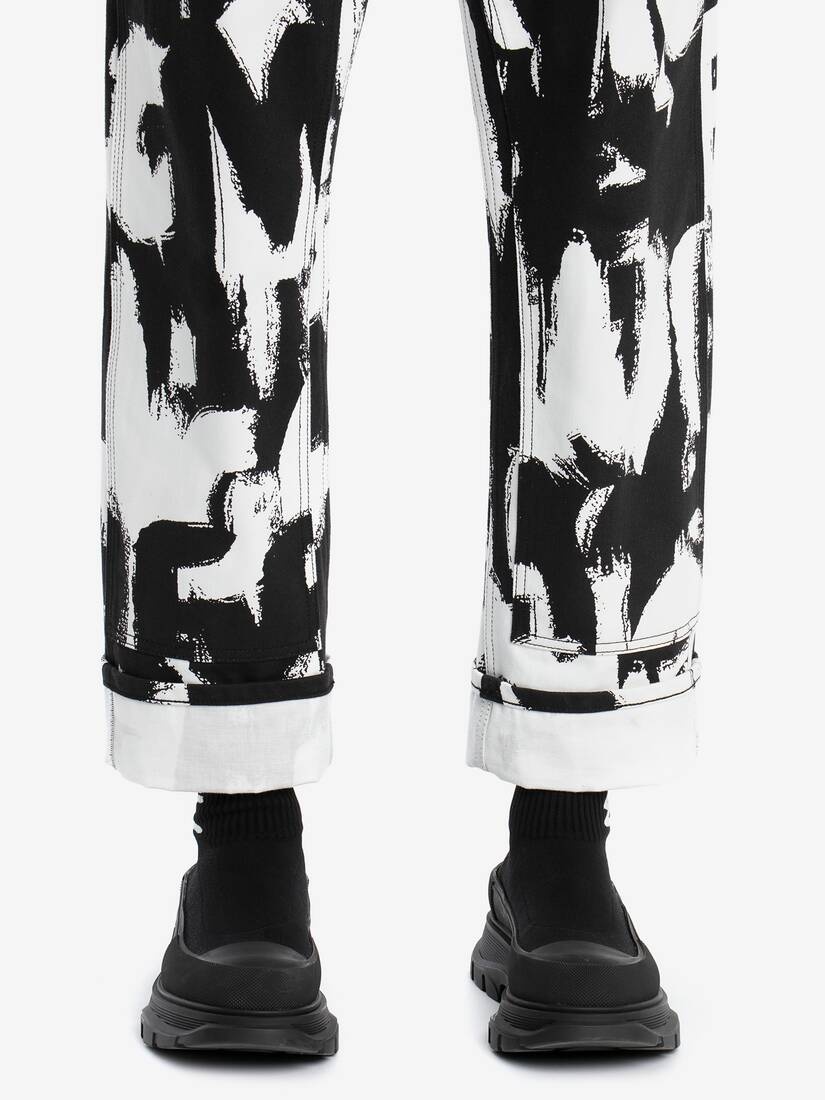 Mcqueen Graffiti Knit Tread Slick Boot in Black/white - 5