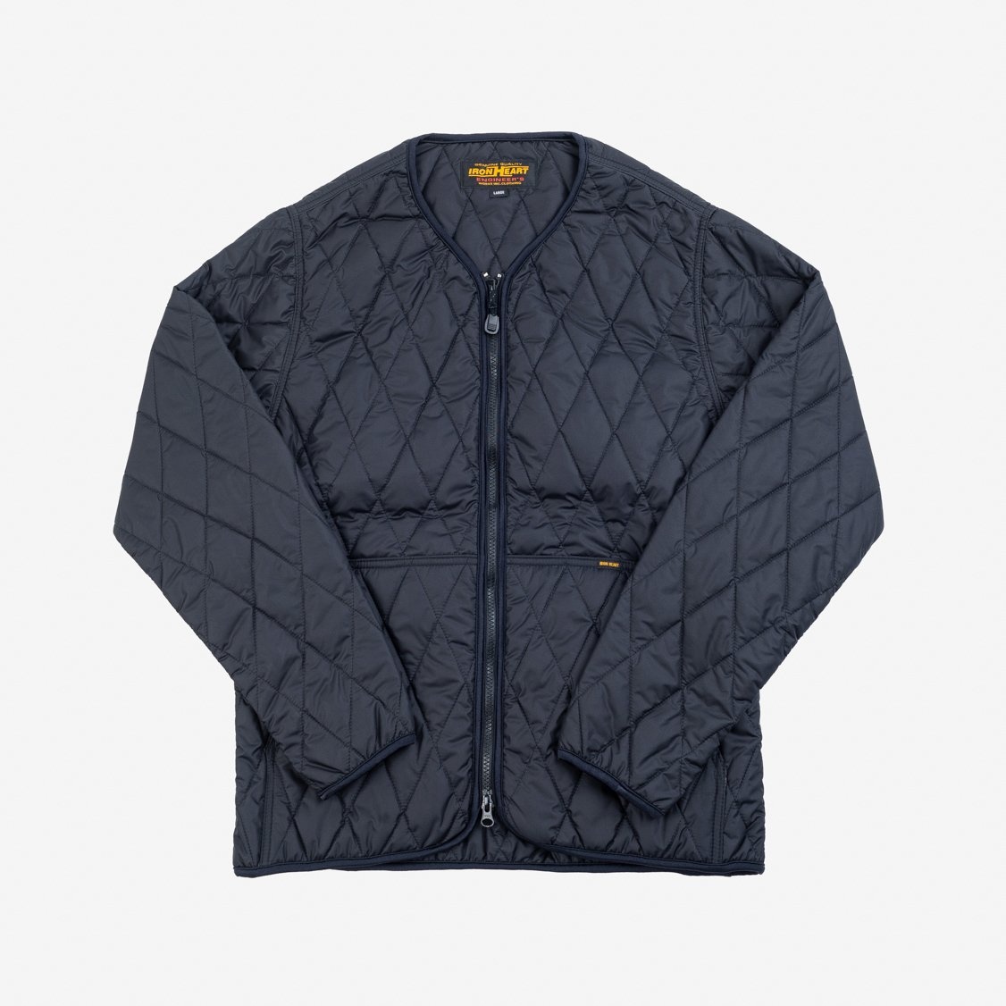 IHJ-118-BLK Collarless Lightweight Quilted Jacket - Black - 1