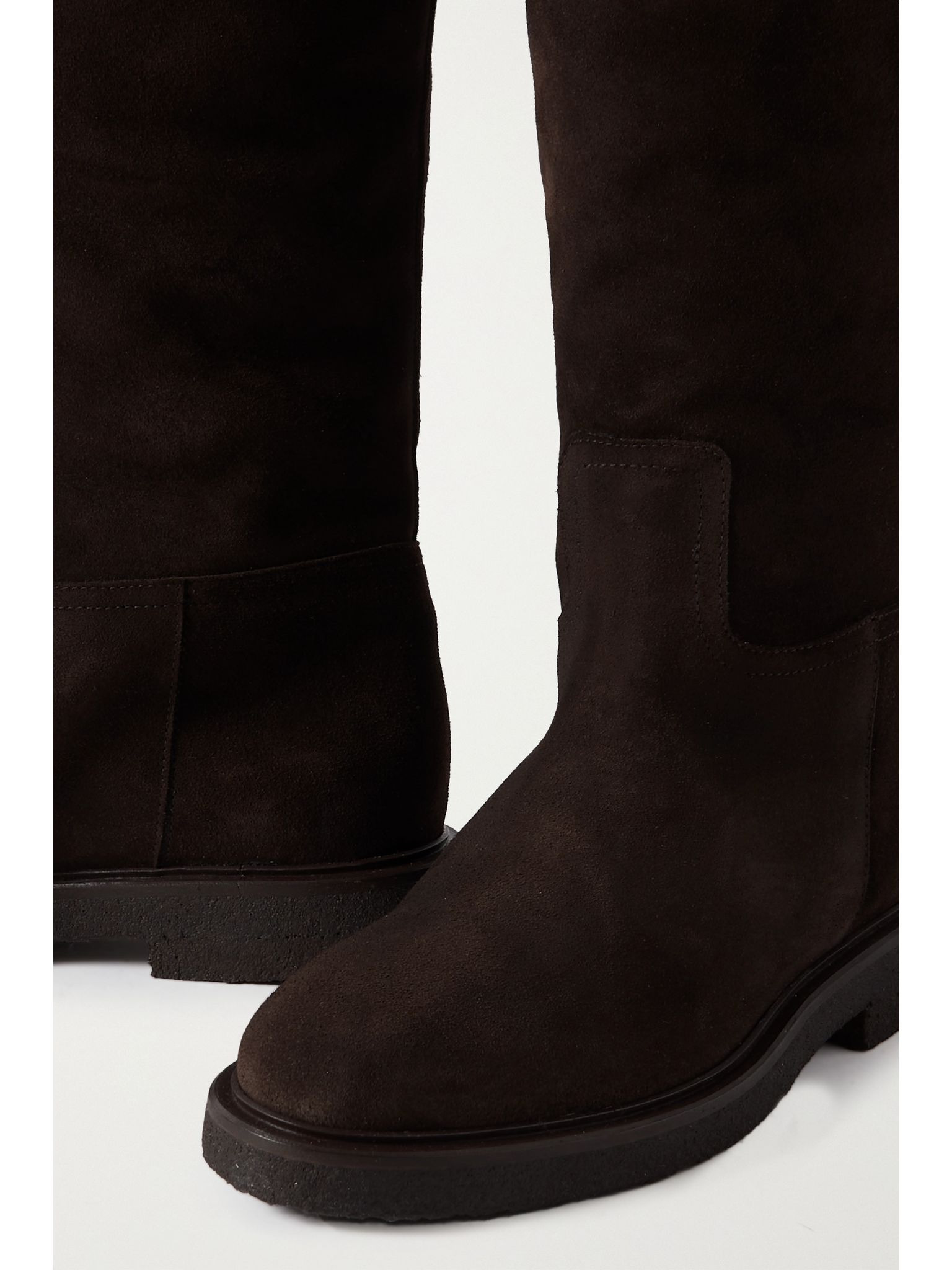 Shearling-lined suede knee boots Brown - 4